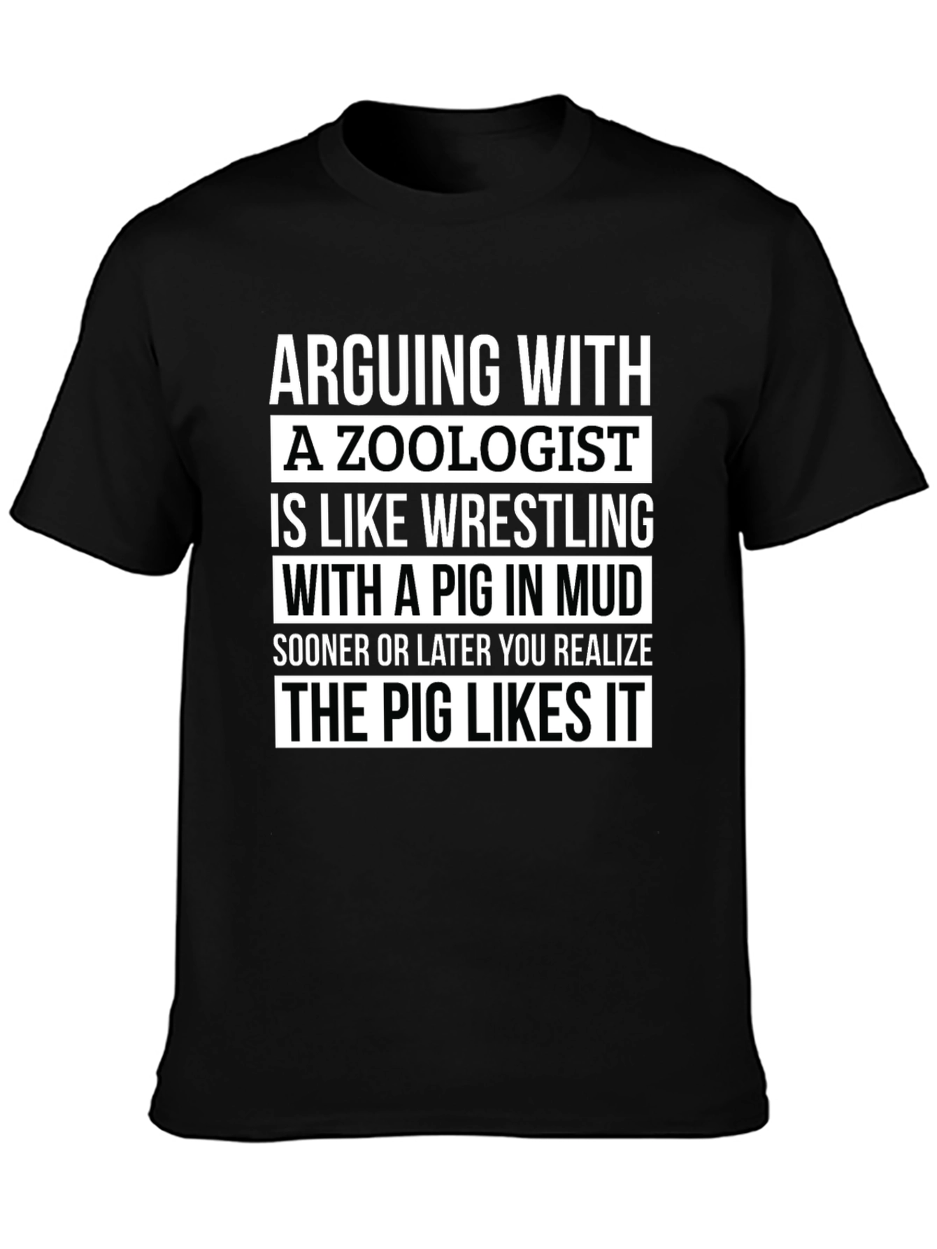 Black Zoologist Pig Mud Wrestling Humor T-Shirt view 3
