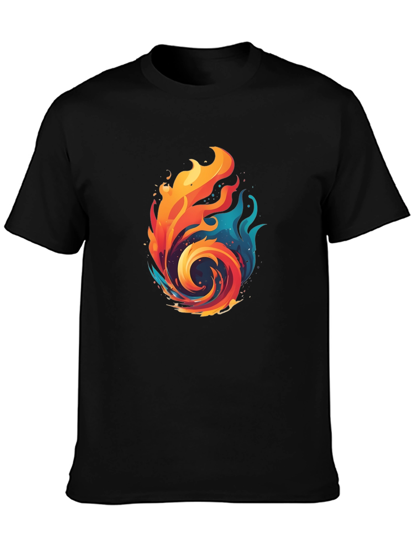 Black Fire and Ice Graphic Black T-Shirt view 3