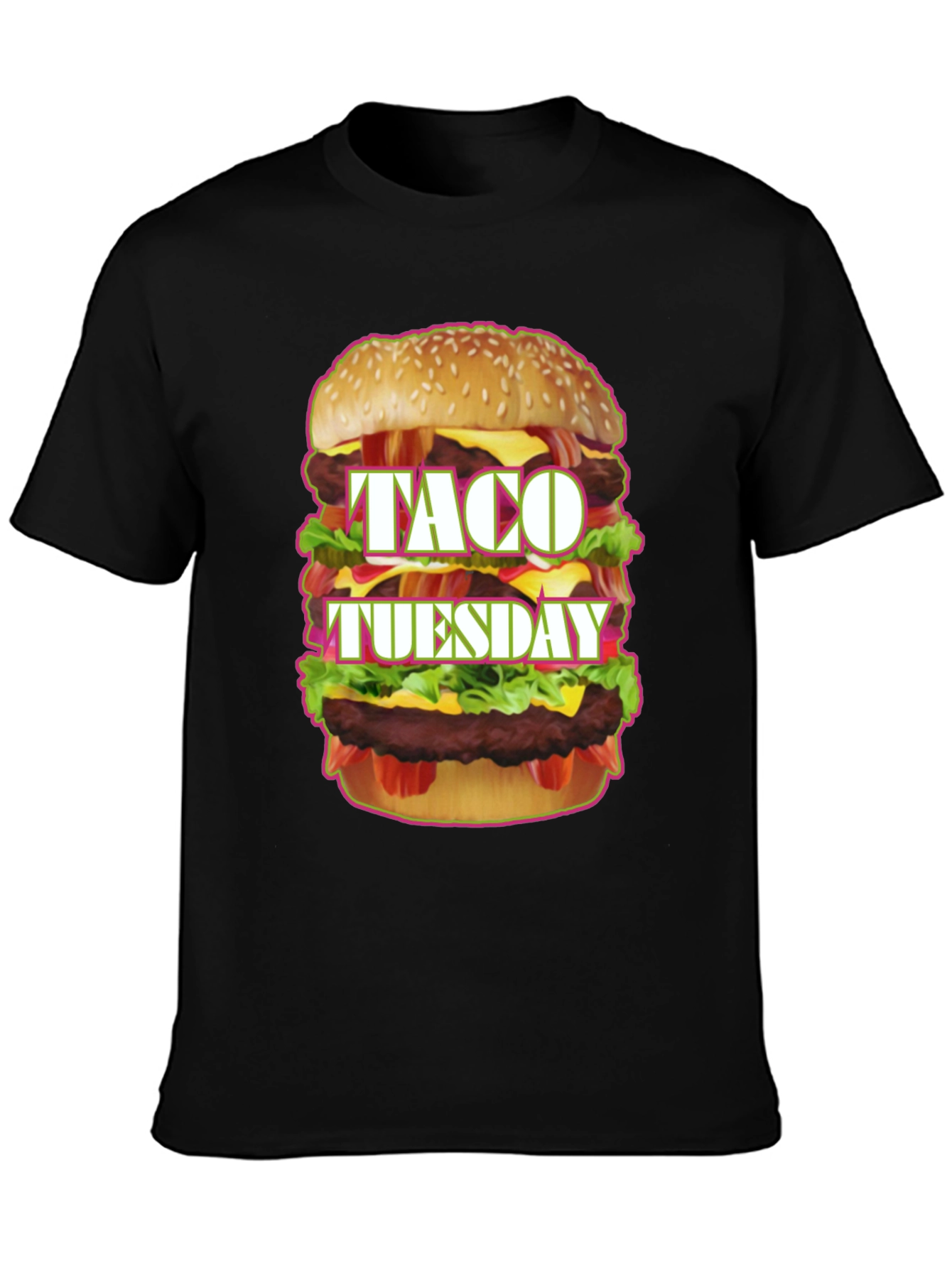 Black Taco Tuesday Burger Graphic Tee view 3