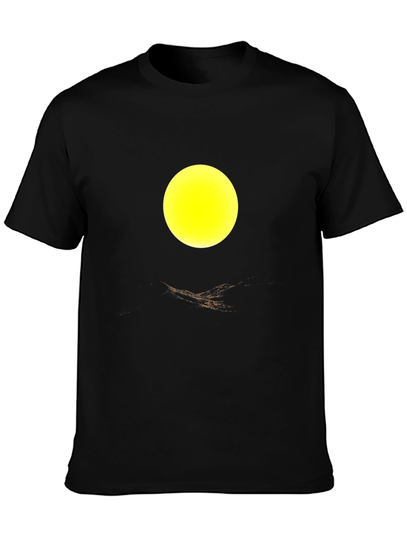 Black Abstract Yellow Circle Design Black T-Shirt view 3