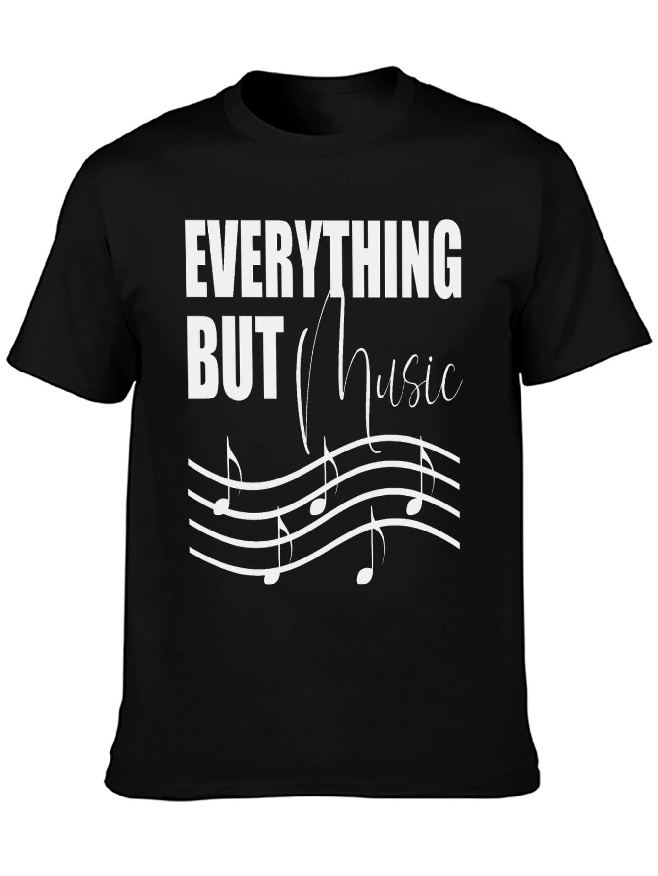 Black Everything But Music Graphic Tee view 3