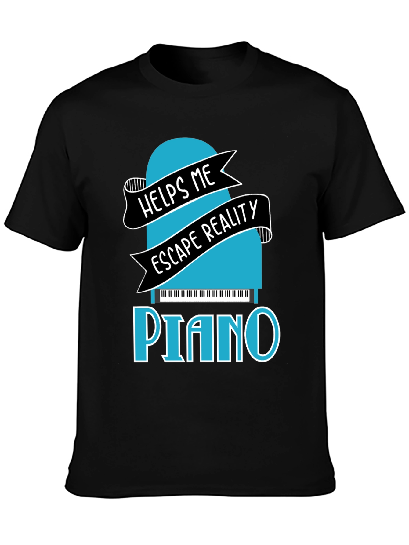 Black Piano Escape Reality Graphic T-Shirt view 3