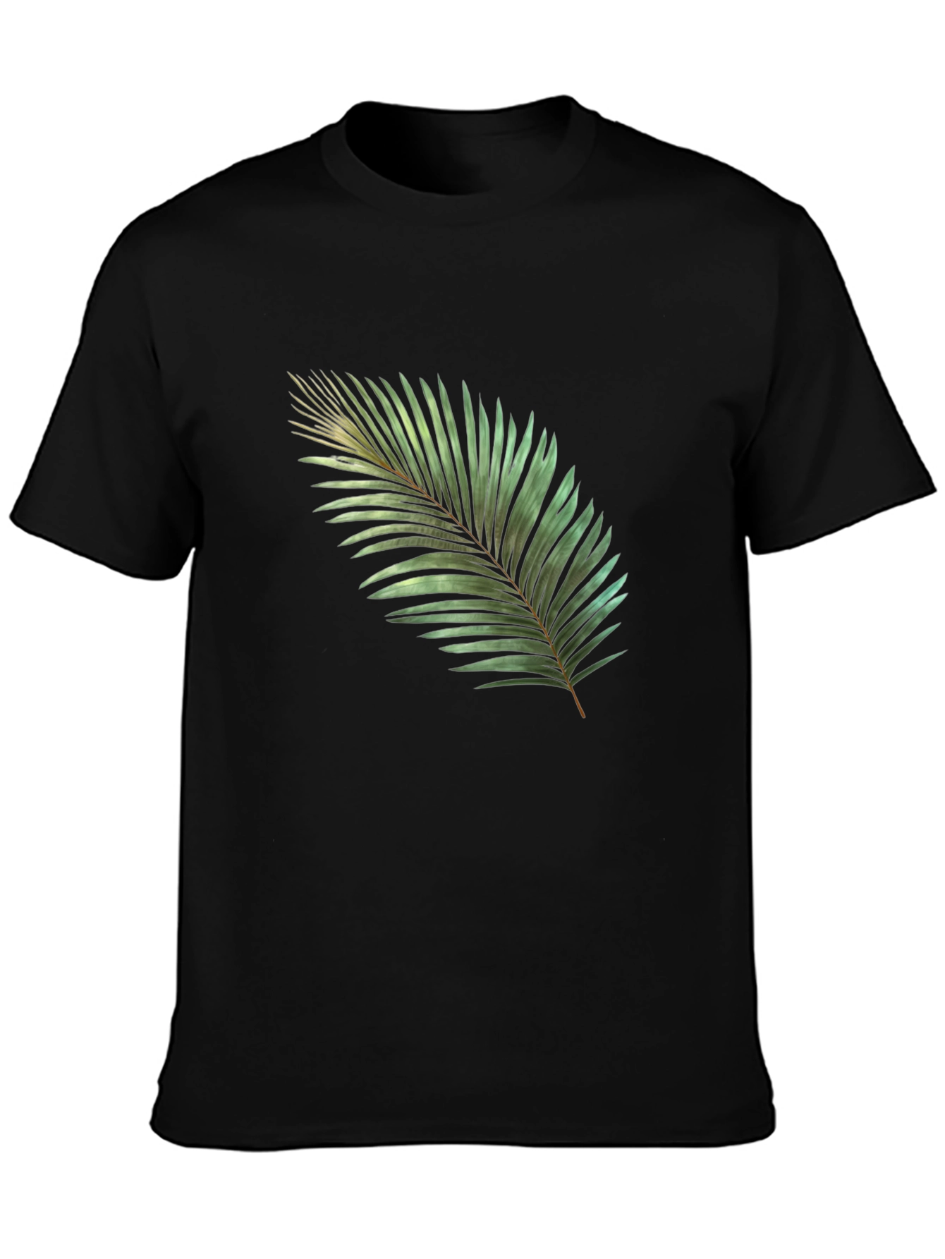 Black Tropical Palm Leaf Graphic T-Shirt - Black view 3