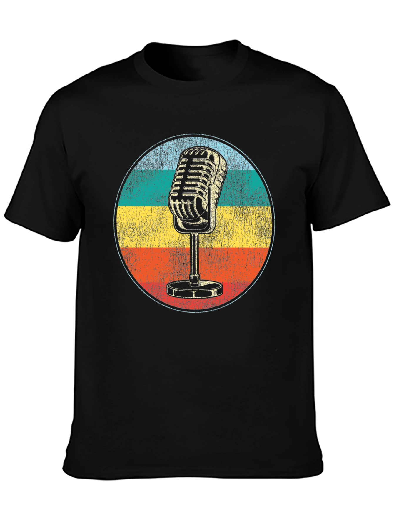 Black Vintage Microphone Graphic Tee view 3