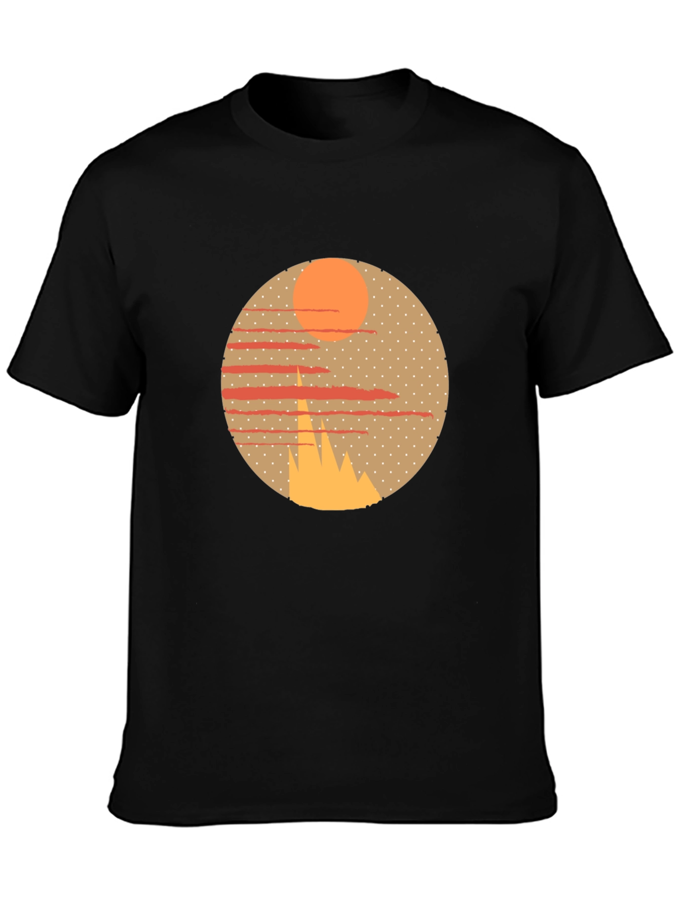 Black Abstract Landscape Graphic Tee view 3