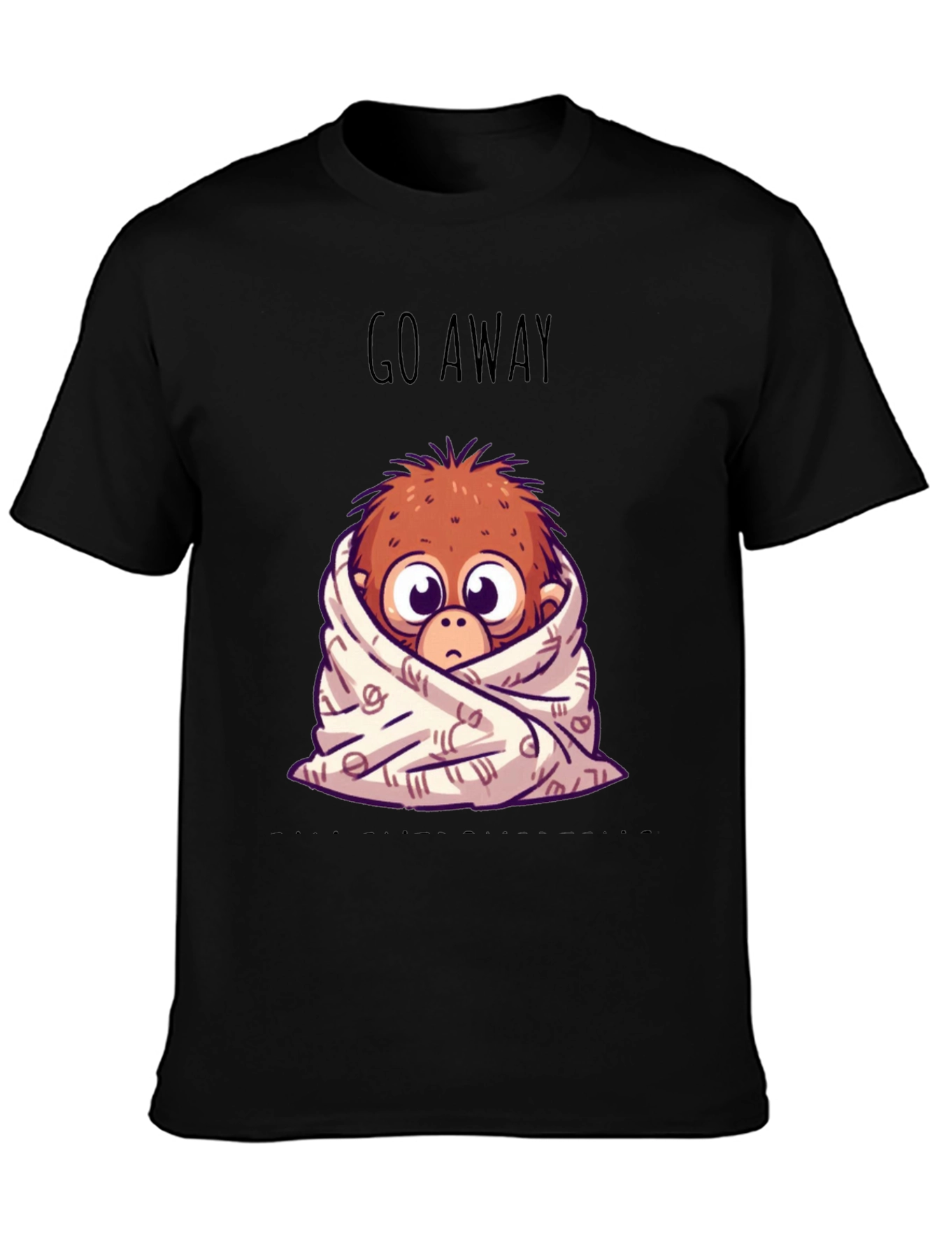 Black Cozy Monkey Graphic T-Shirt - Go Away view 3