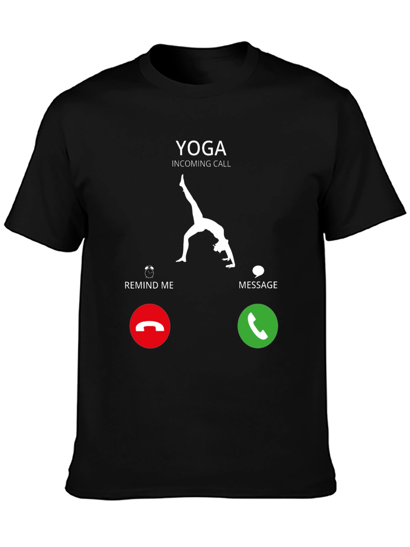 Black Yoga Incoming Call Funny Graphic T-Shirt view 3