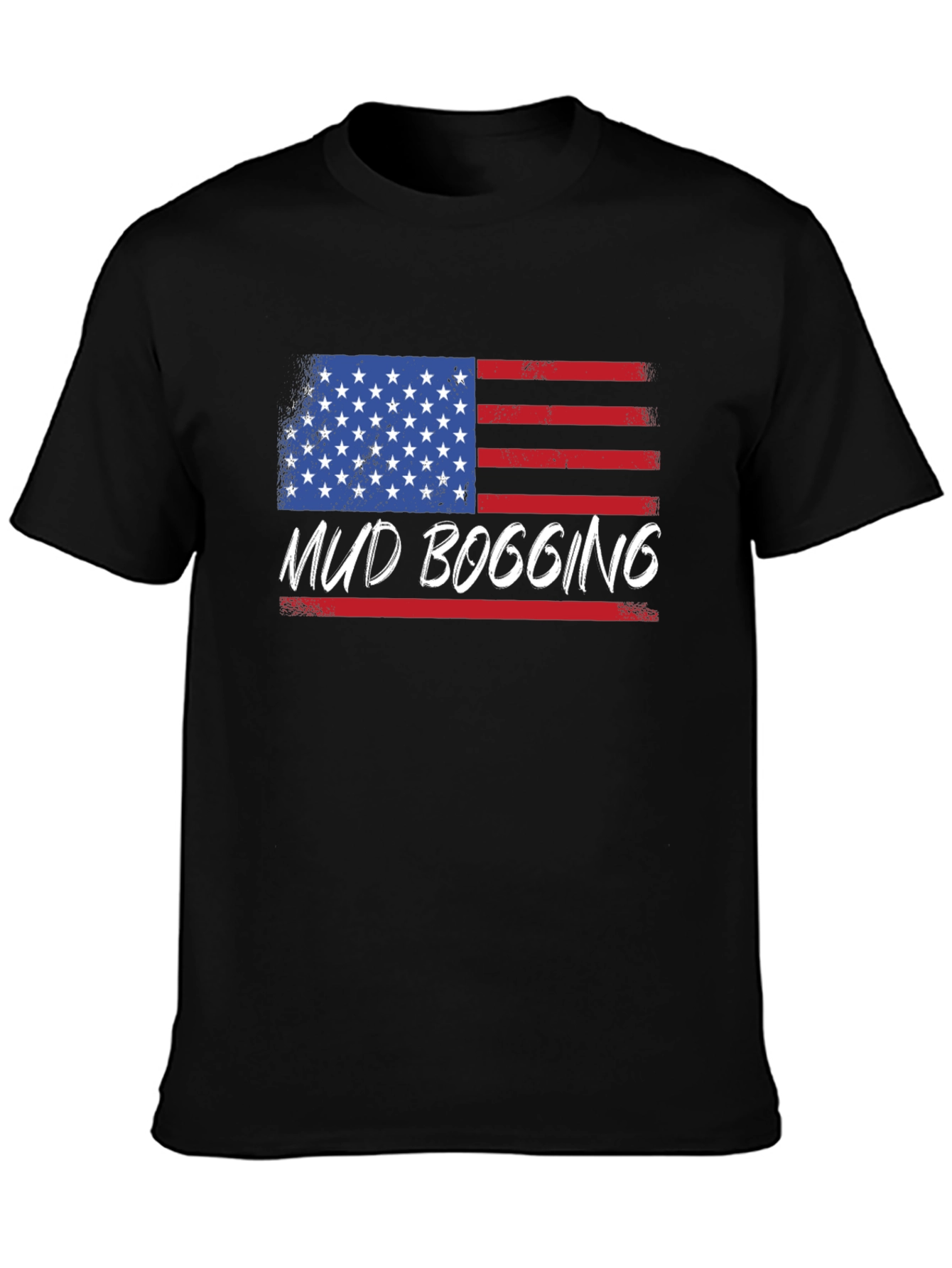 Black Mud Bogging American Flag T-Shirt view 3