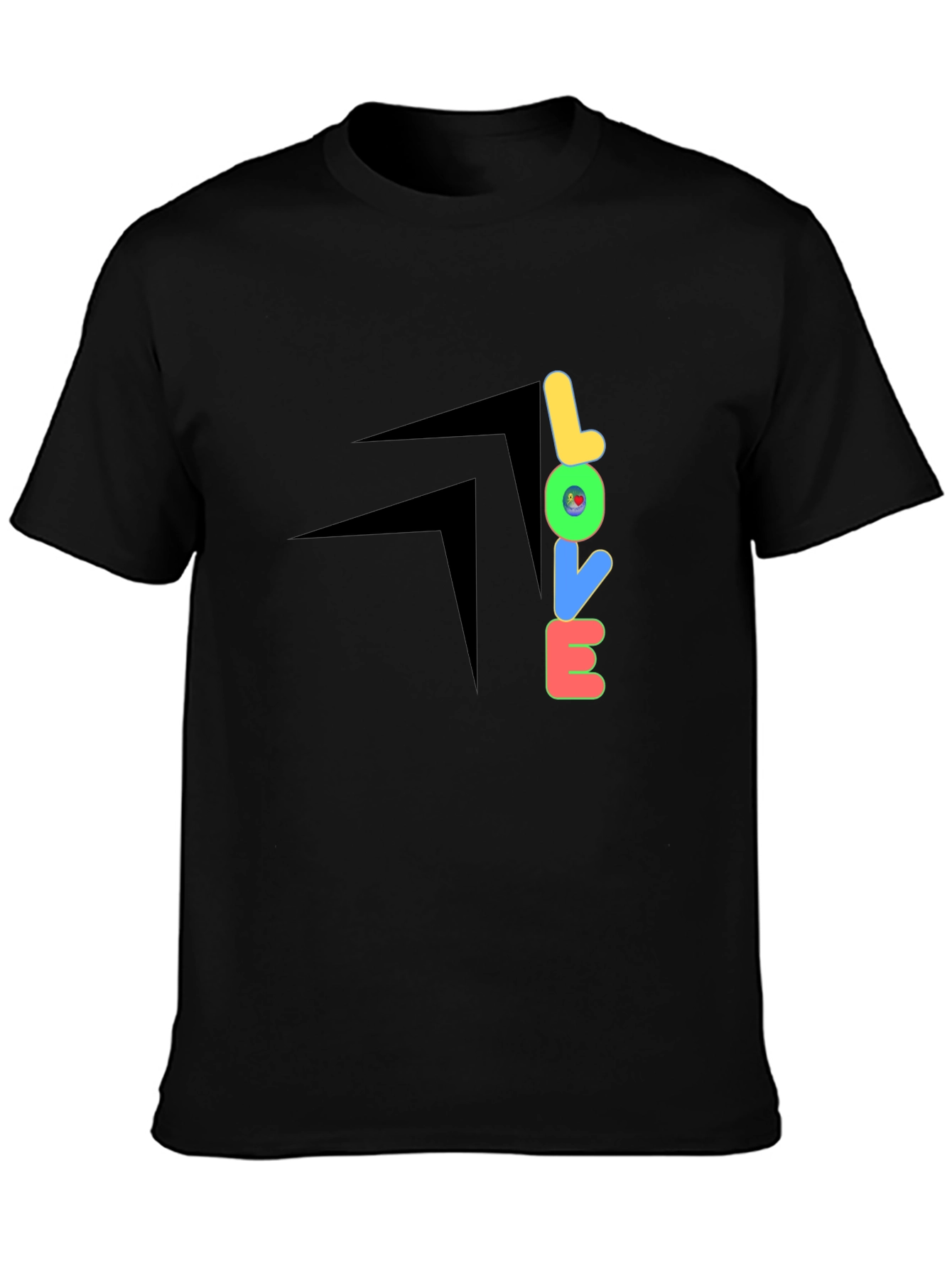 Black LOVE Graphic Black T-Shirt view 3