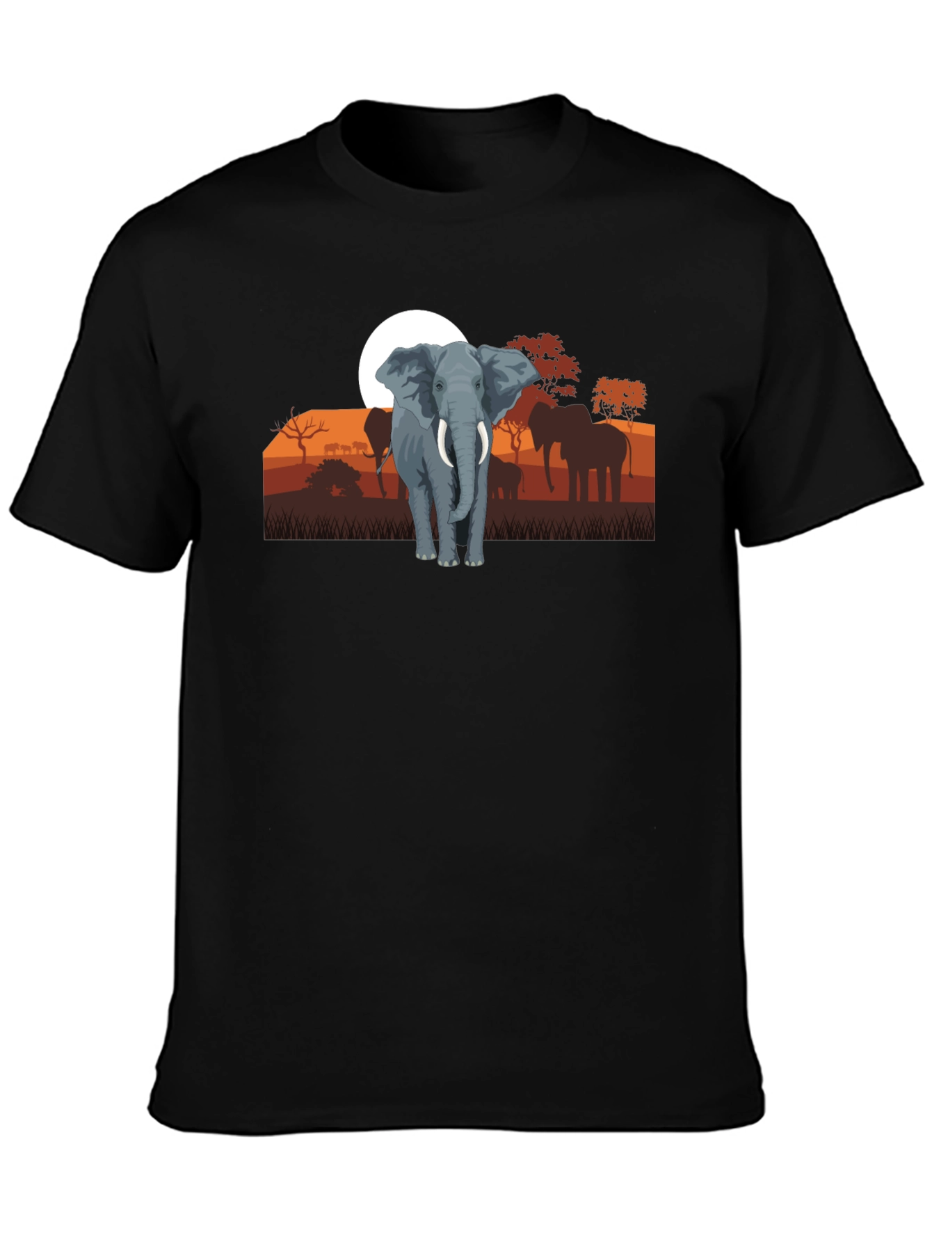 Black Elephant Sunset Graphic Tee - Wildlife Shirt view 3