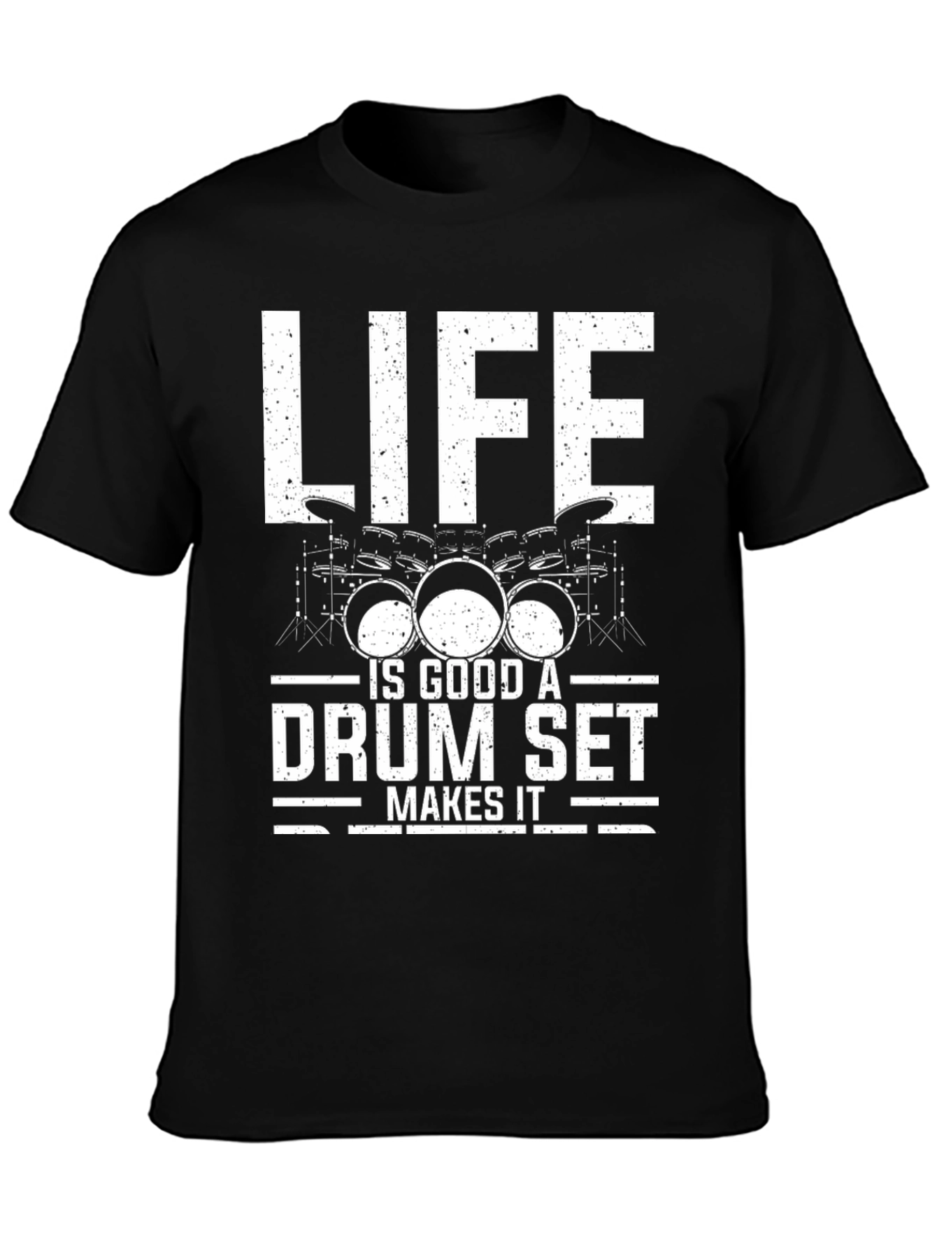 Black Drum Set T-Shirt: Life is Good Band Tee view 3