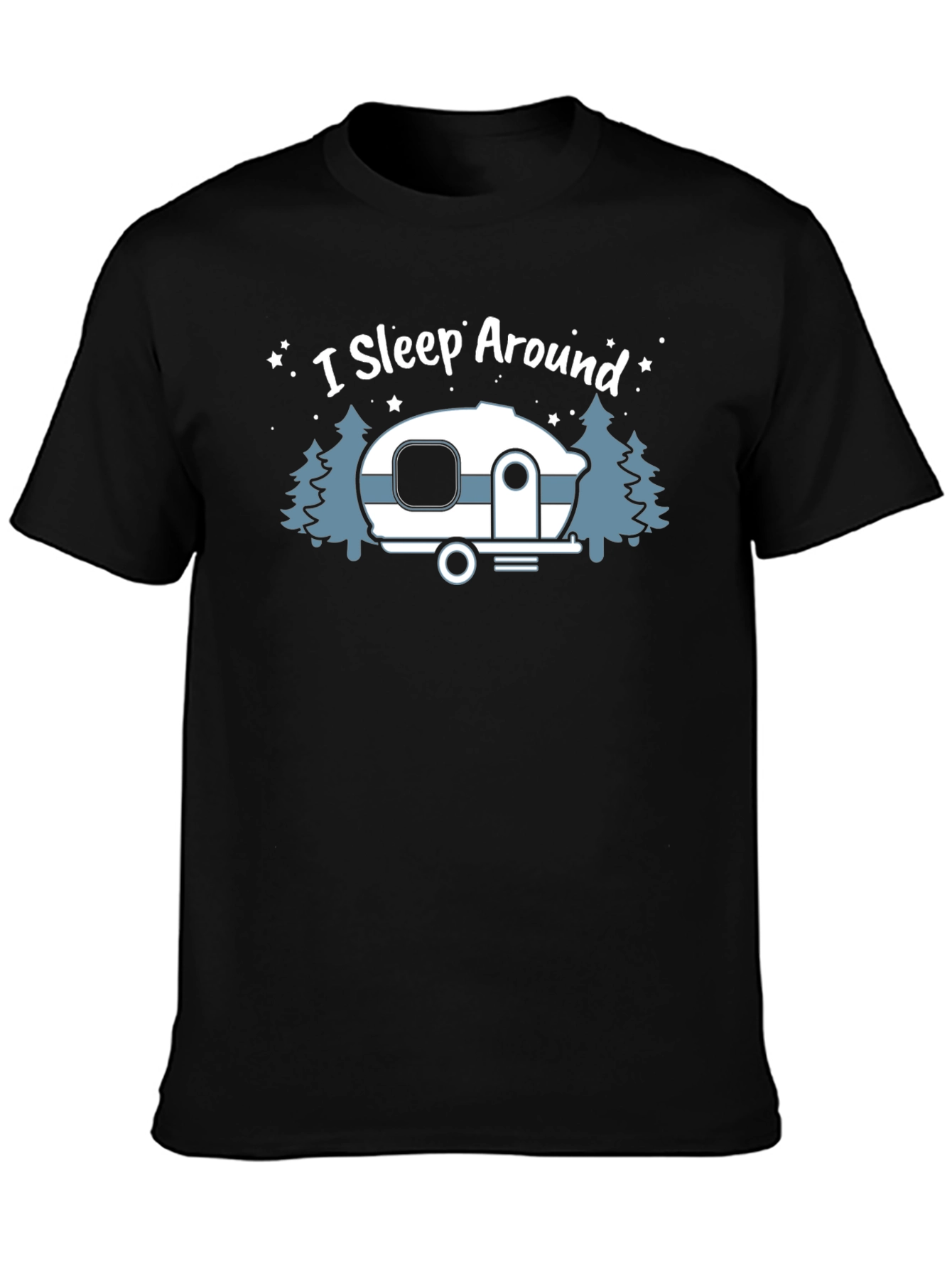 Black I Sleep Around Camper Graphic T-Shirt view 3
