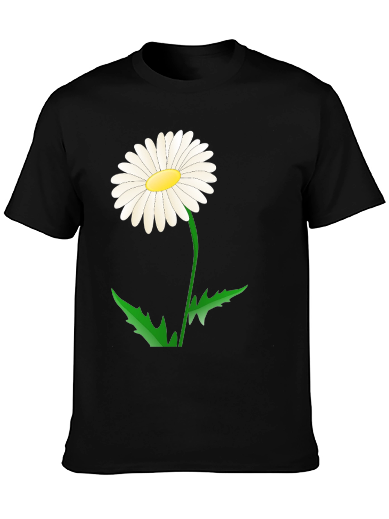 Black Daisy Flower Graphic Tee - Black Cotton Blend view 3