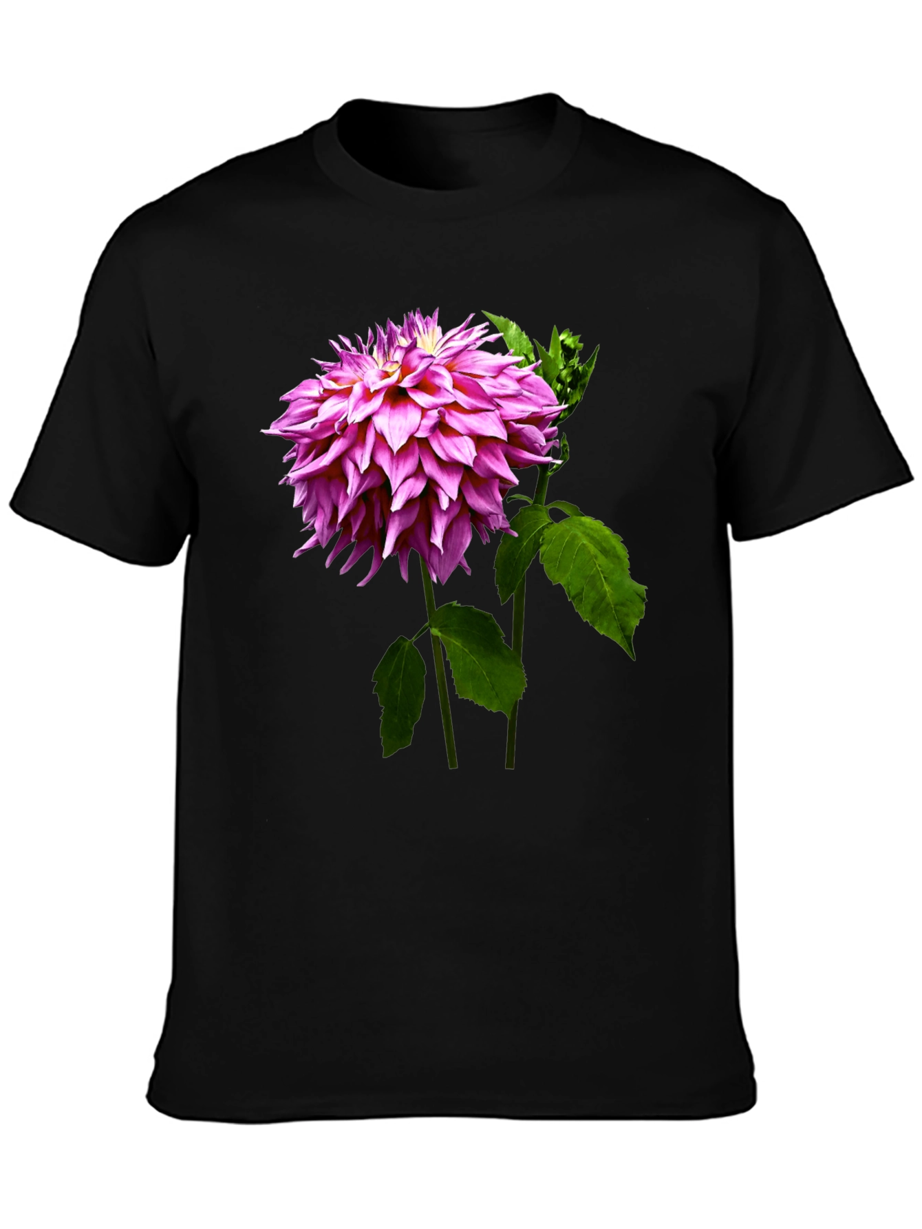 Black Floral Print Tee - Black Cotton Blend T-Shirt view 3