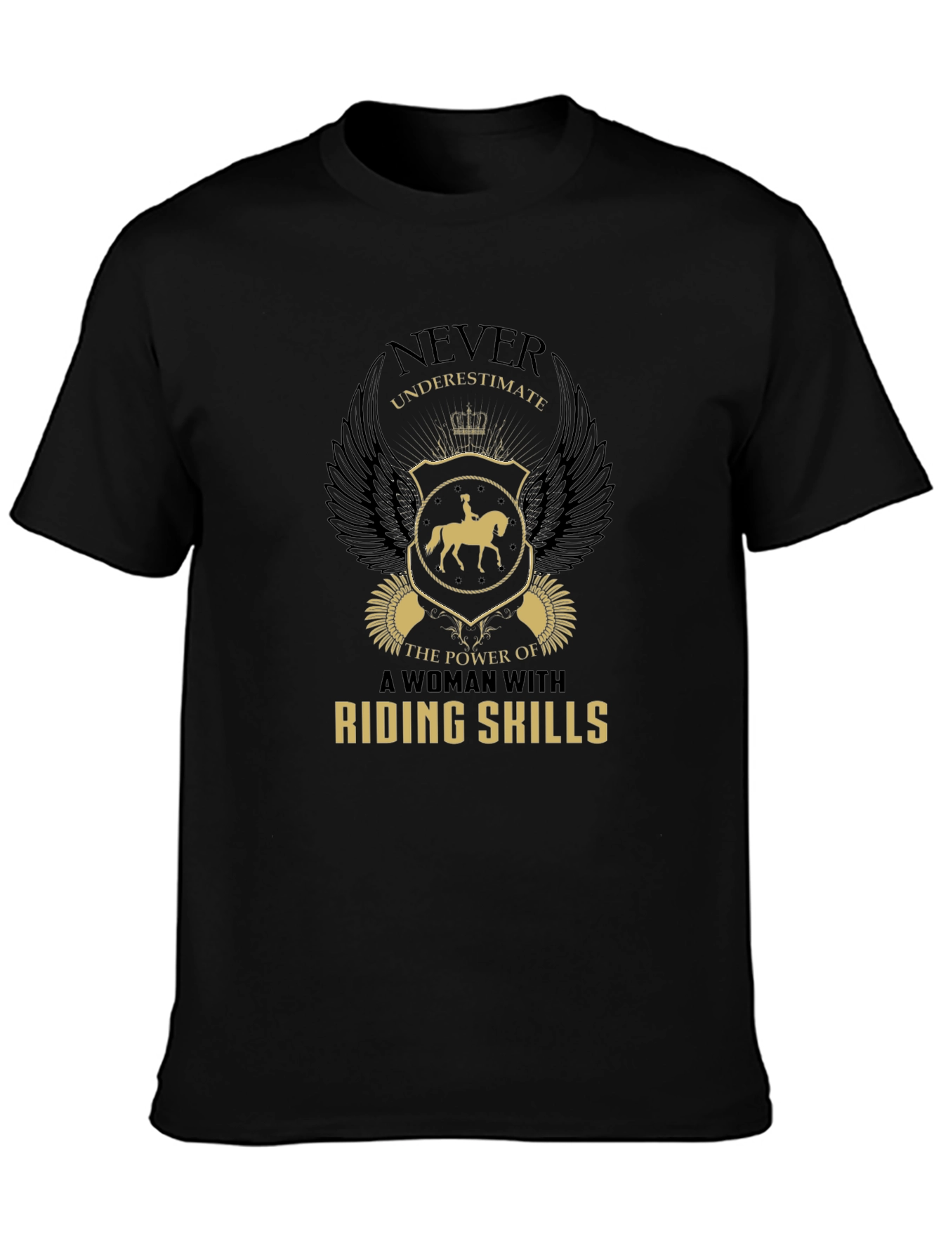 Black Riding Skills Graphic Tee - Black Cotton Comfort Fit view 3