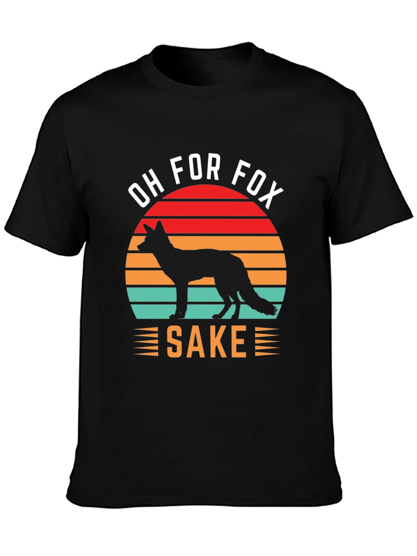 Black Oh For Fox Sake T-Shirt, Novelty Fox Lover Tee view 3