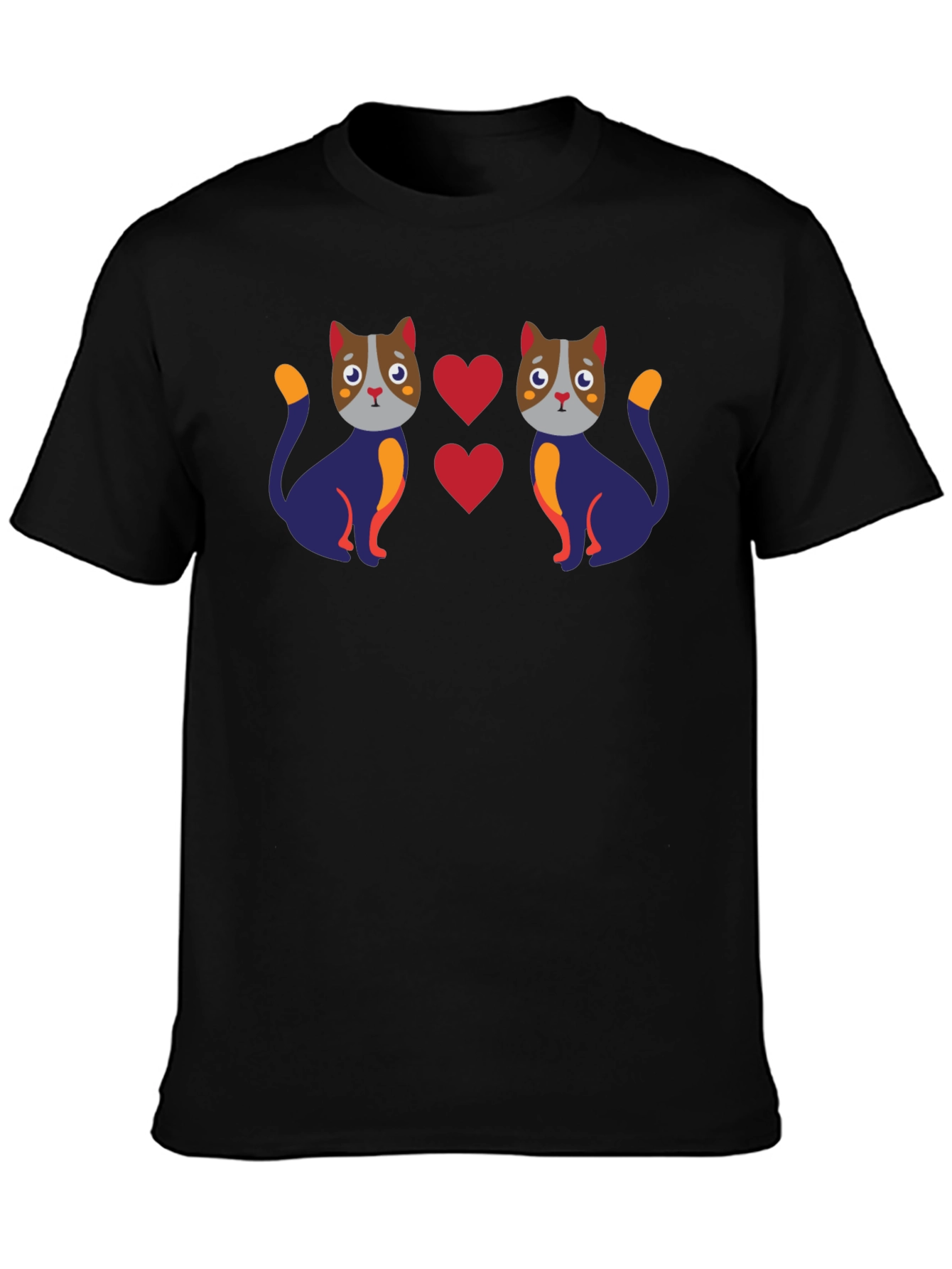 Black Cute Cat Lover Graphic Tee - Black view 3