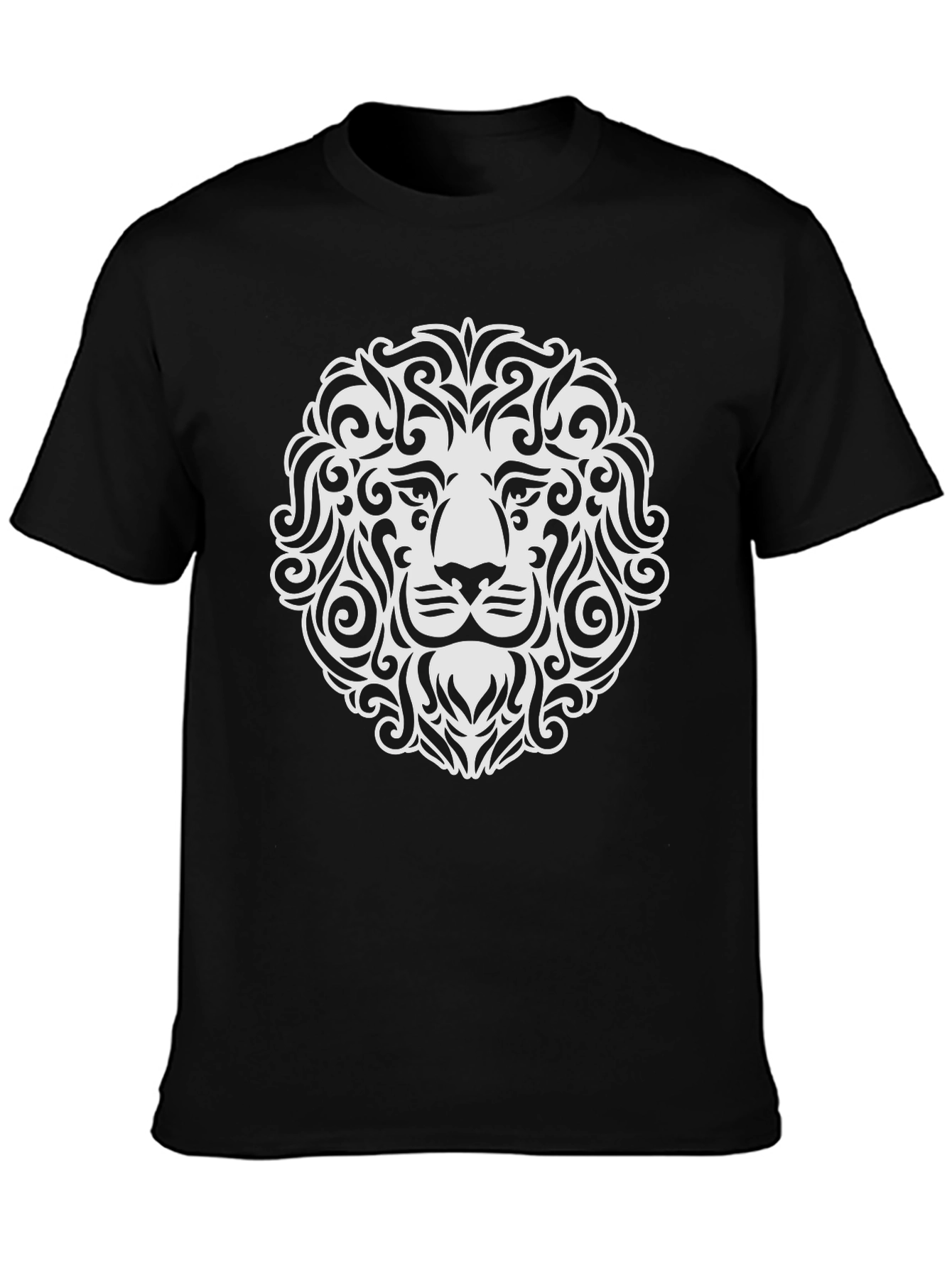 Black Lion Head Graphic Tee - Black Cotton Blend view 3