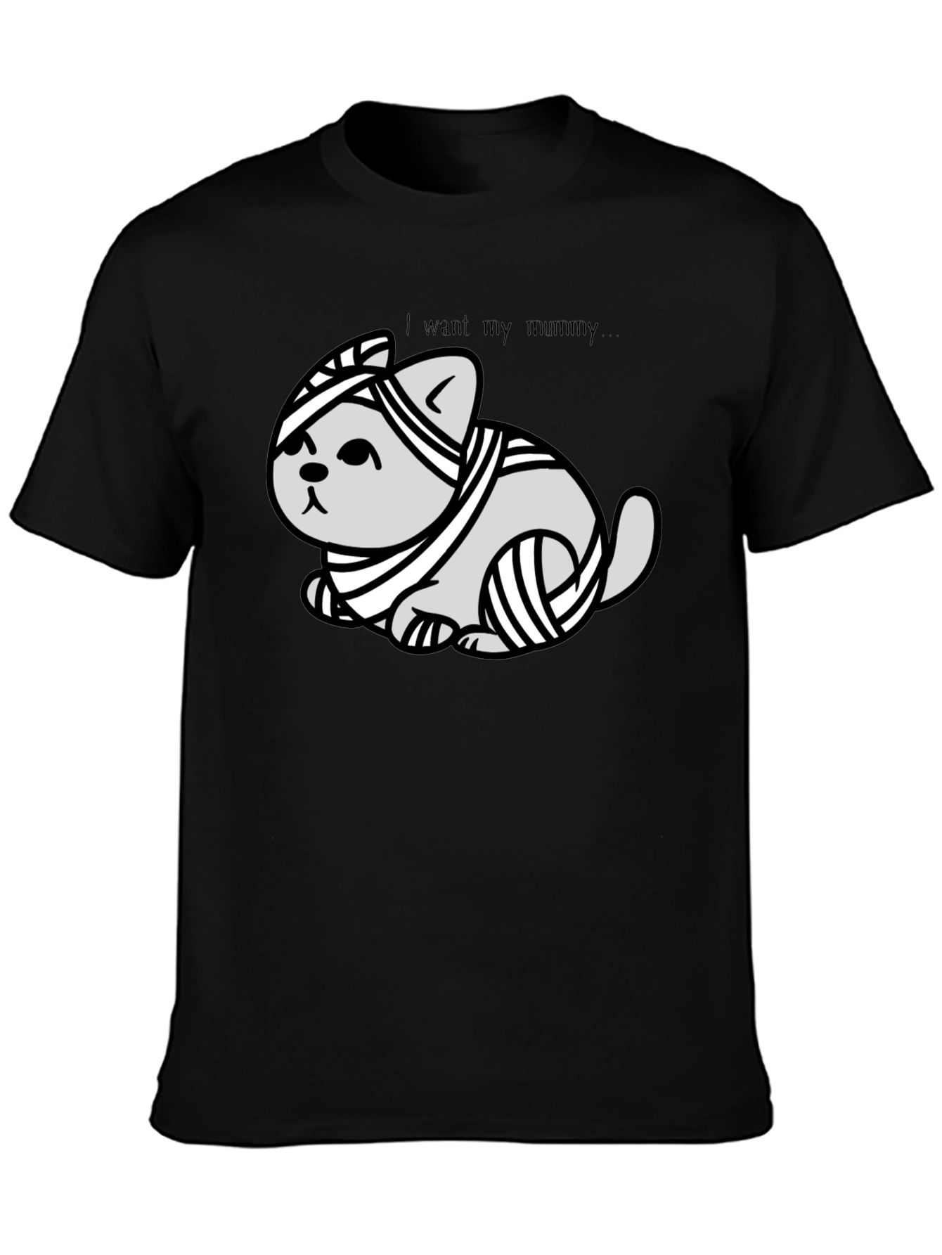 Black Mummy Cat T-Shirt - I Want My Mummy view 3