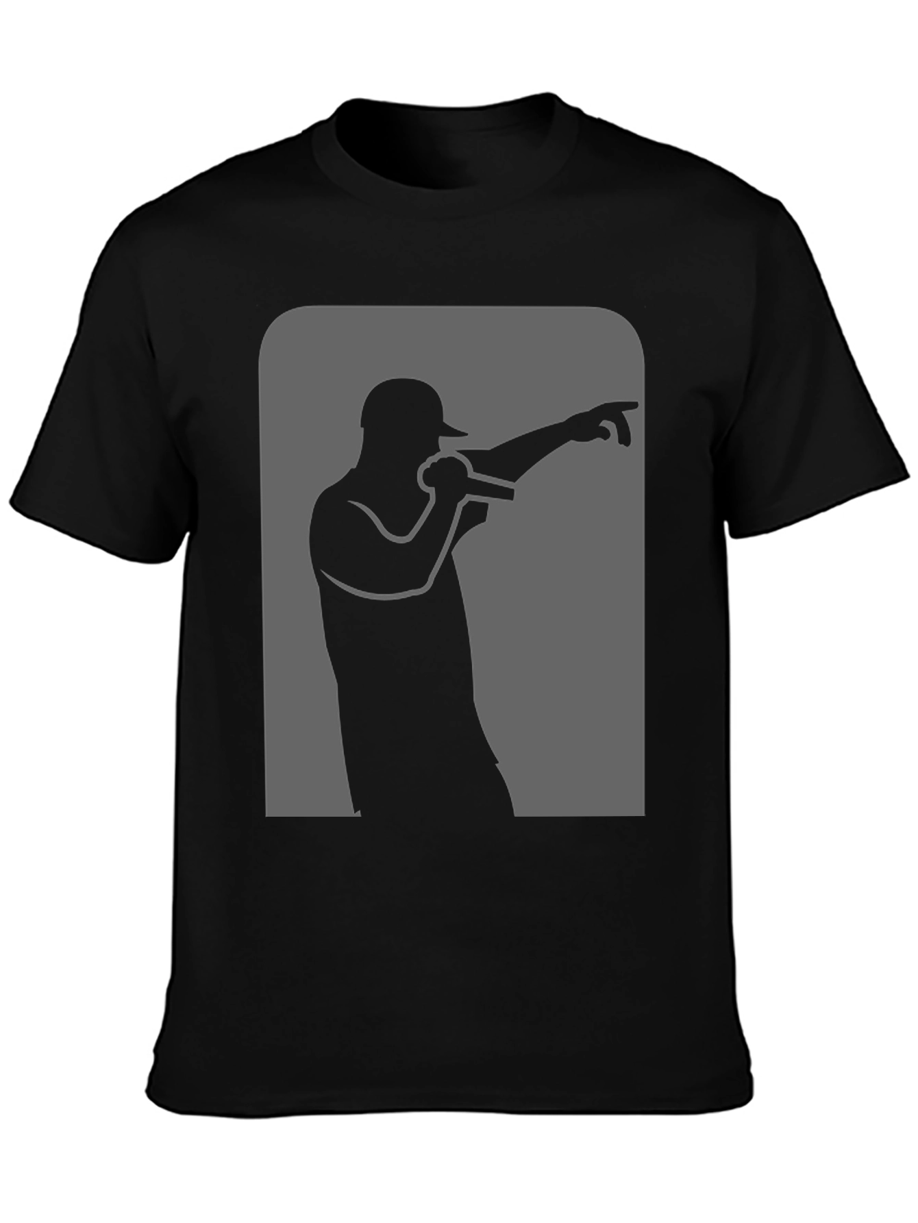 Black Rapper Silhouette Graphic Black T-Shirt view 3