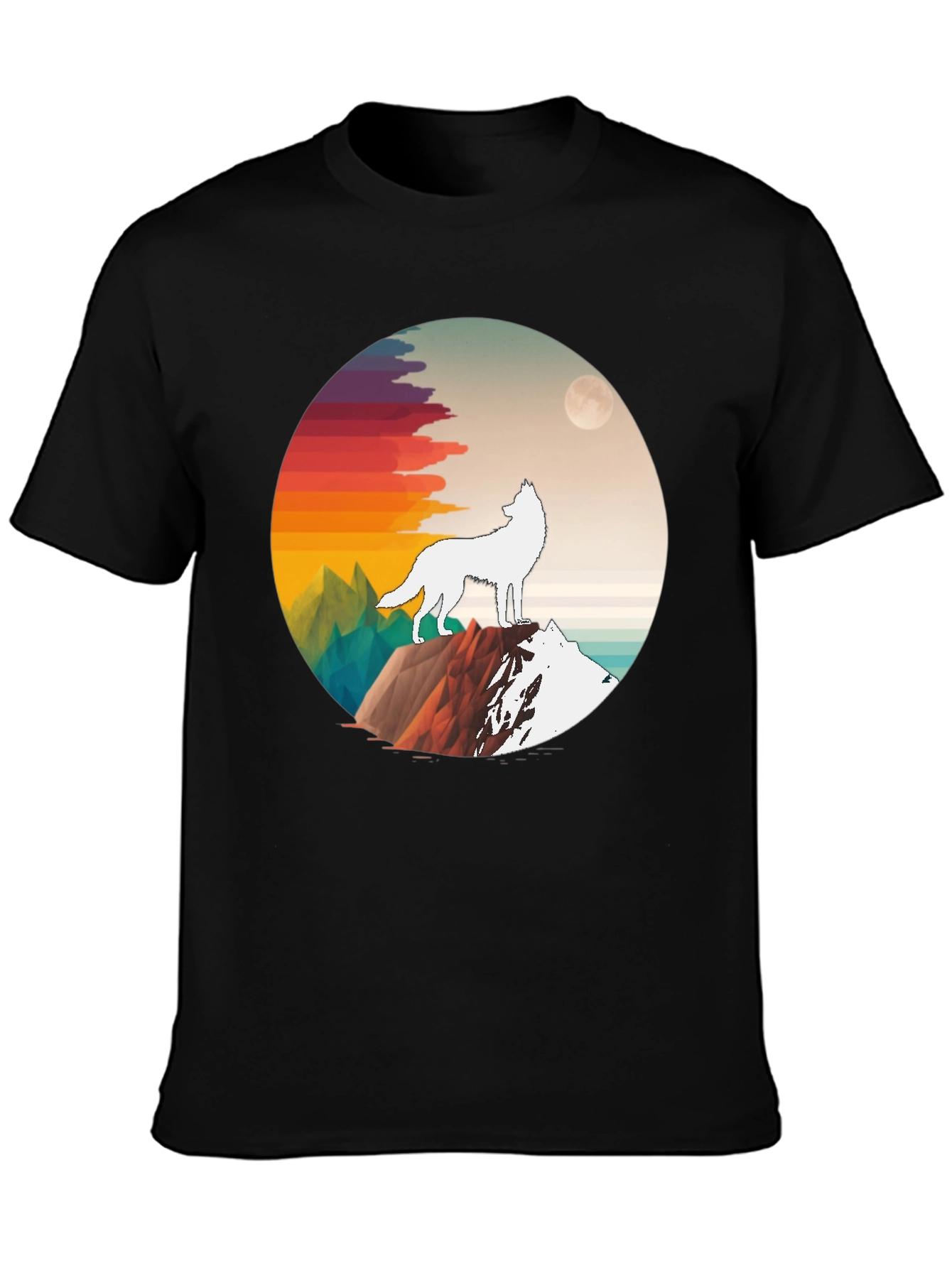 Black Wolf Mountain Graphic Tee - Black Unisex T-Shirt view 3
