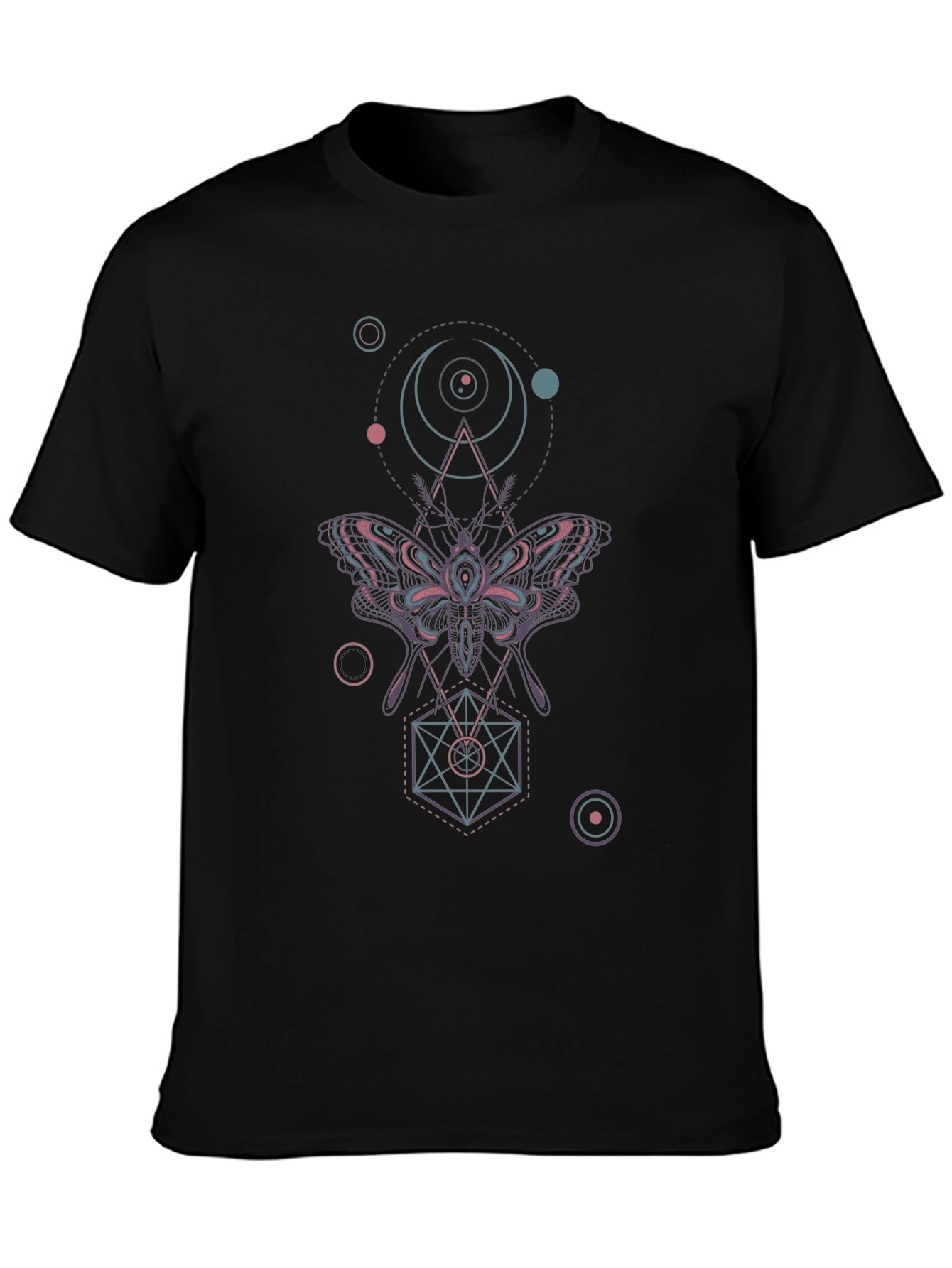 Black Geometric Moth Graphic Tee - Black view 3