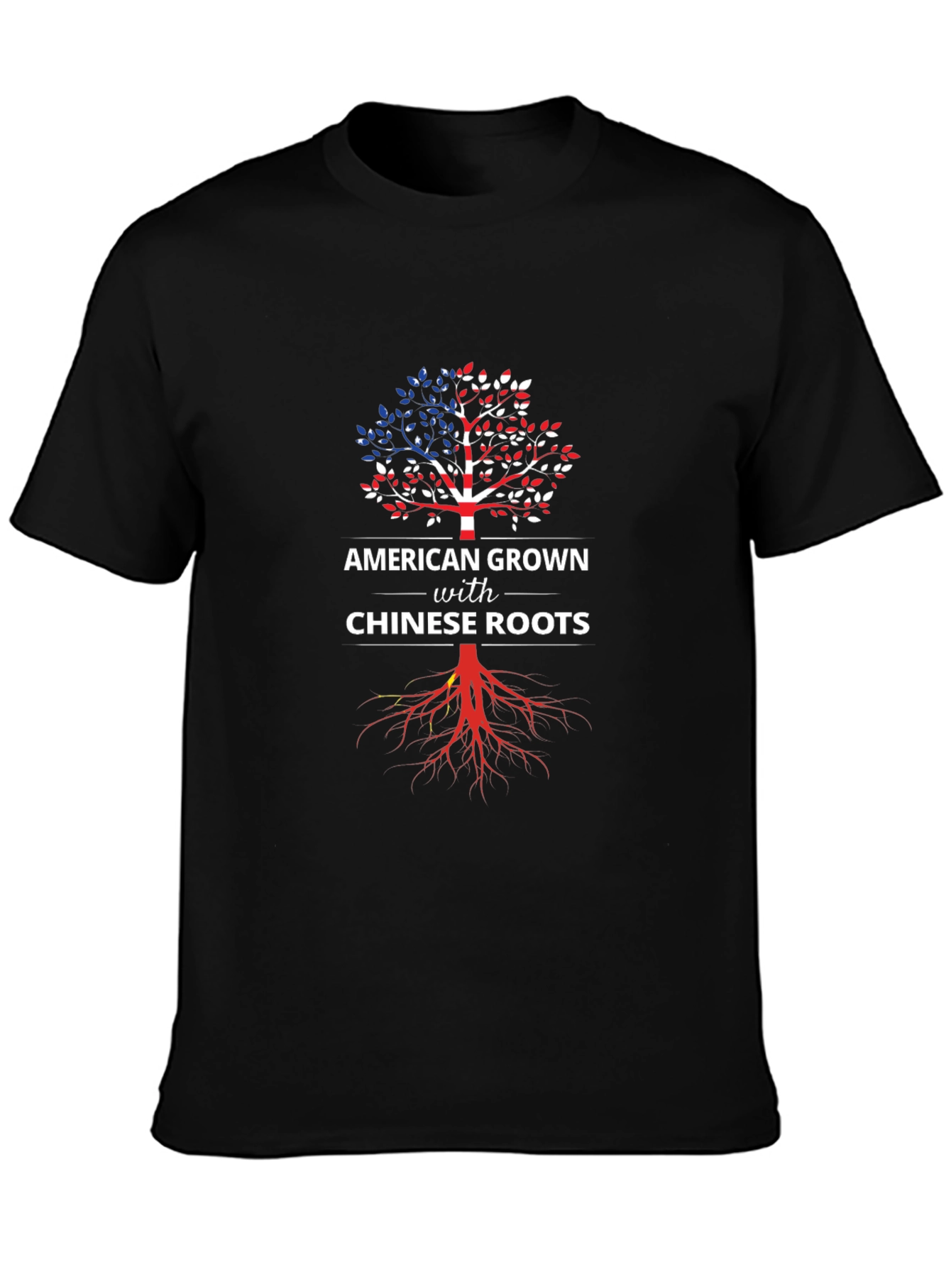 Black American Grown with Chinese Roots T-Shirt view 3