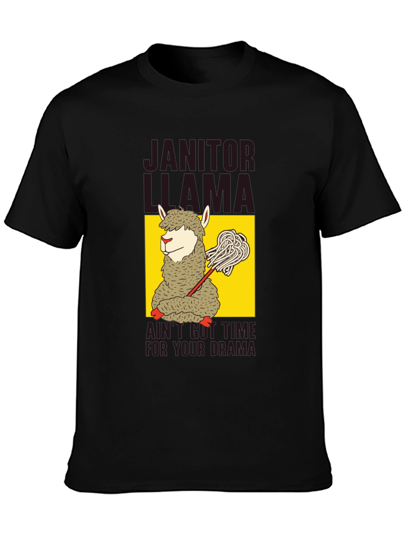 Black Janitor Llama Graphic T-Shirt view 3