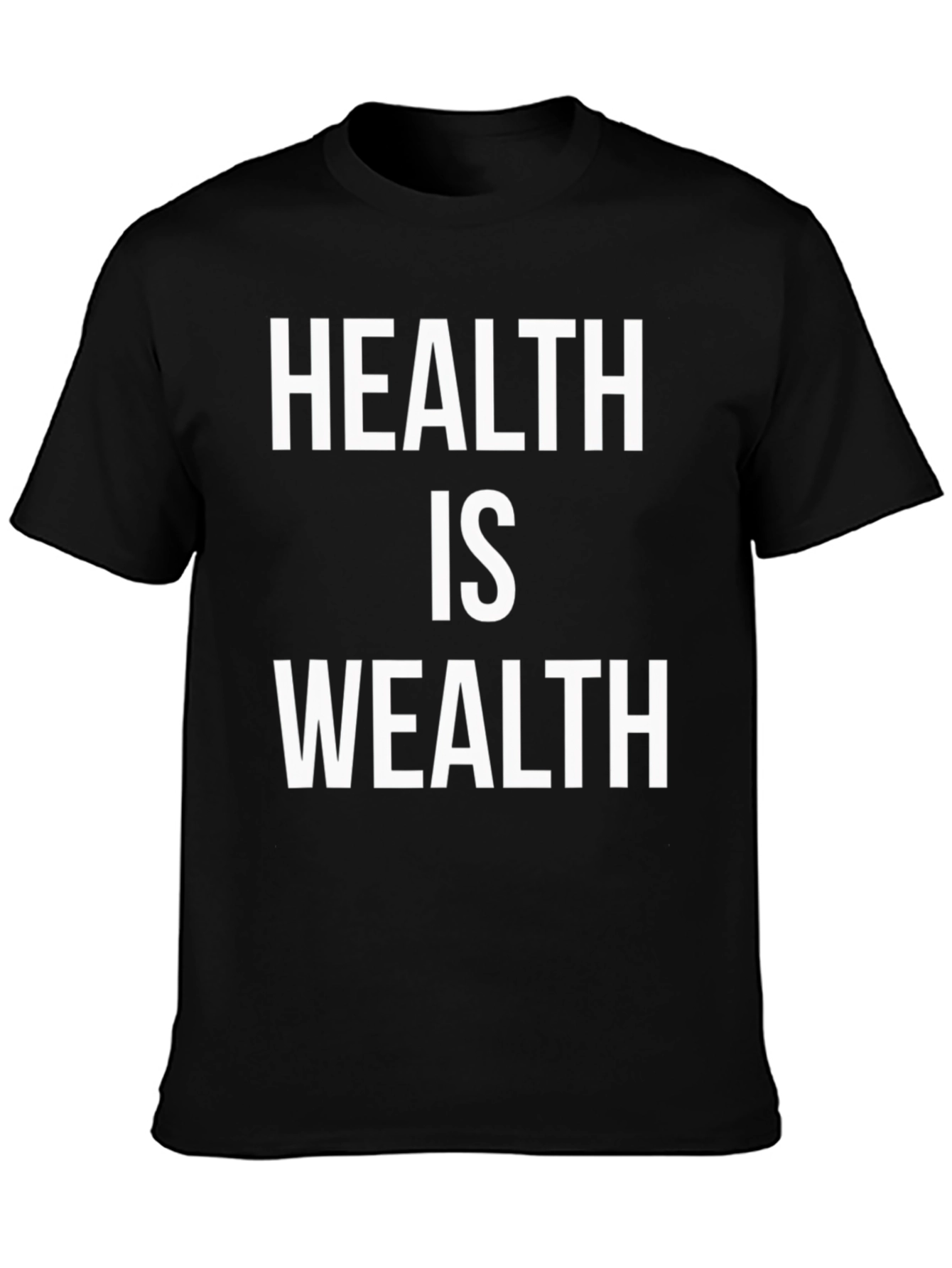 Black Health is Wealth Graphic T-Shirt - Black Crew Neck view 3