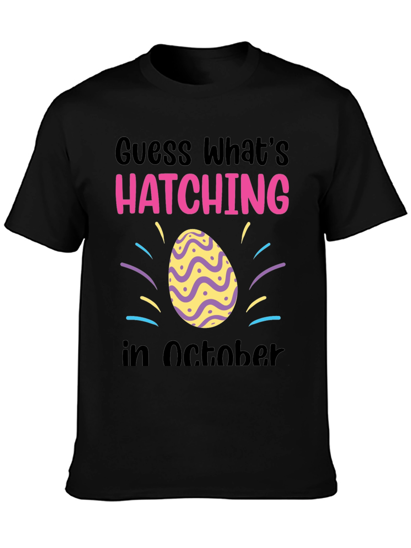 Black Hatching in October T-Shirt - Baby Announcement Tee view 3
