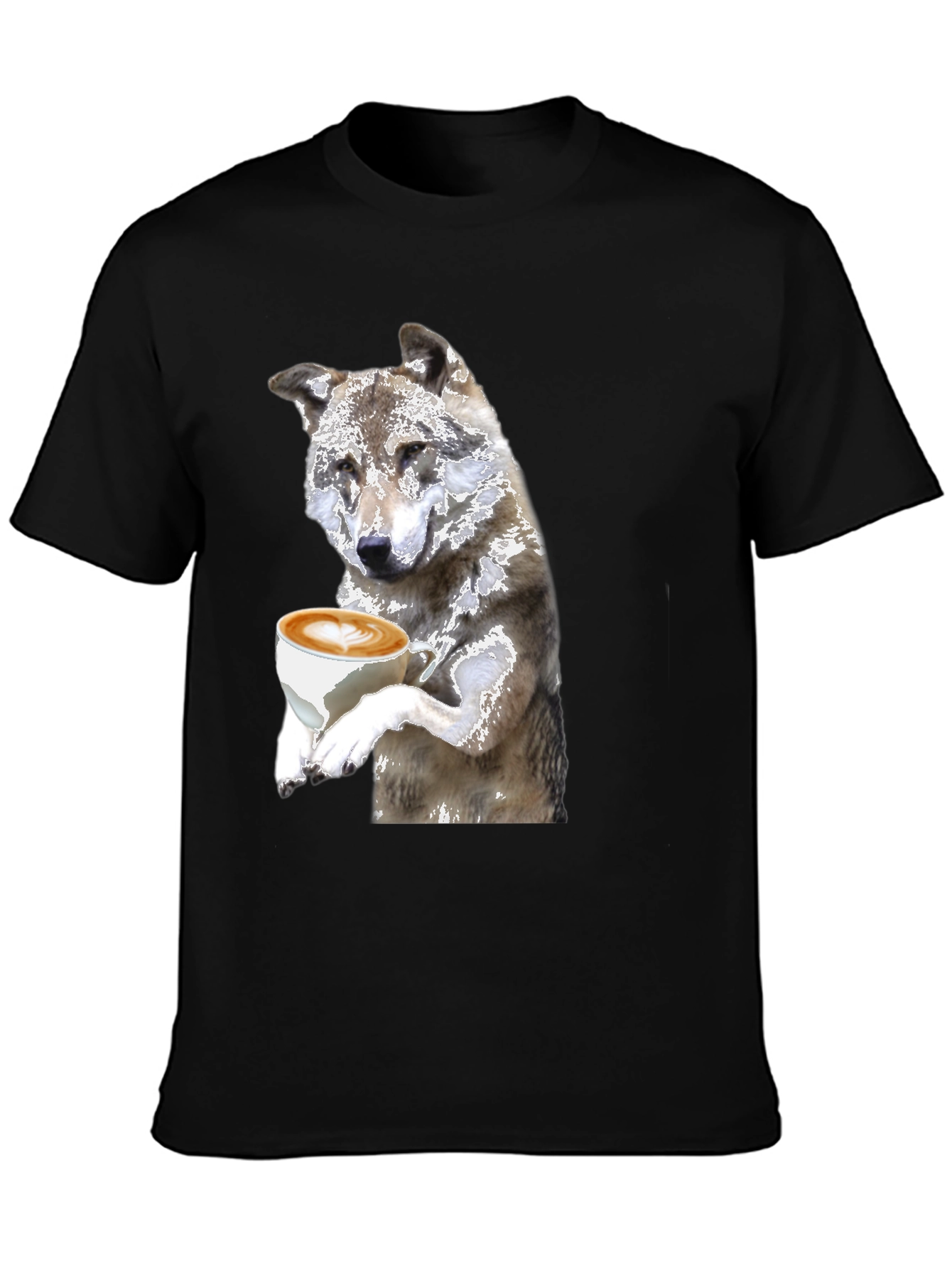 Wolf Latte Art T-Shirt - Black - 3
