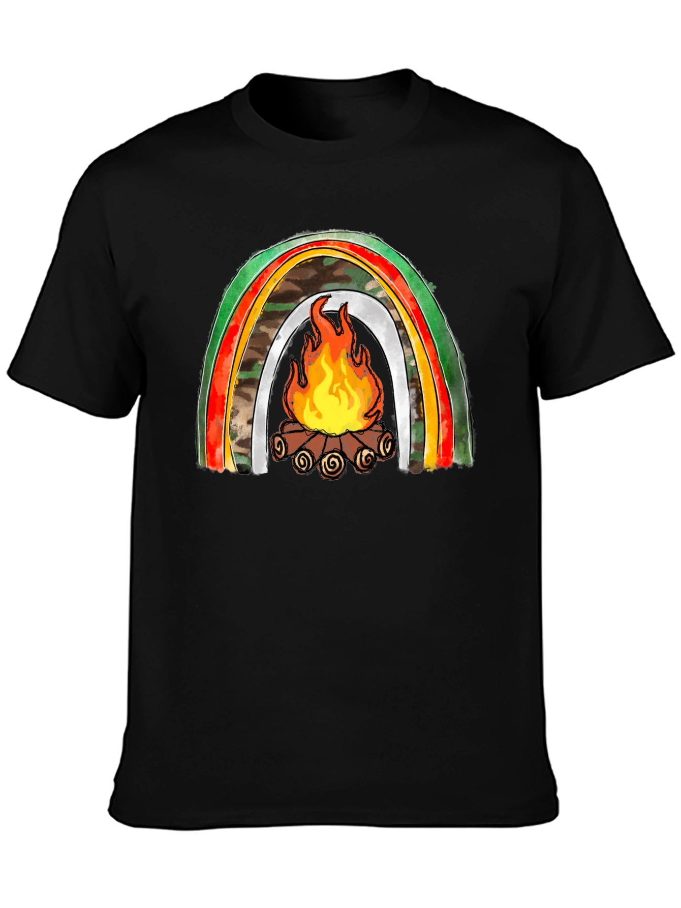 Black Campfire Rainbow Graphic Tee view 3