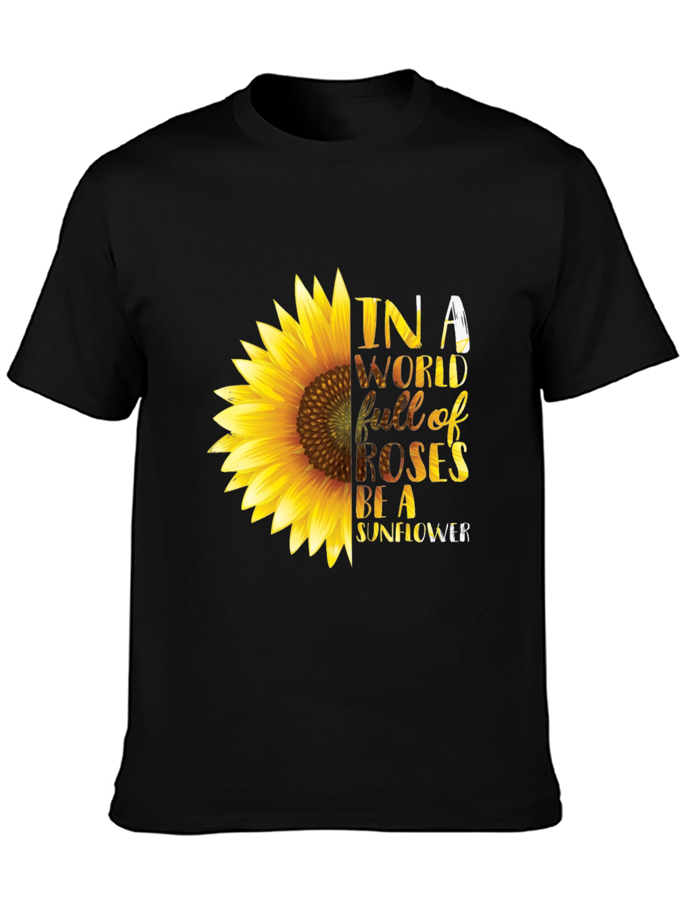 Black Sunflower Graphic T-Shirt - Be a Sunflower Tee view 3