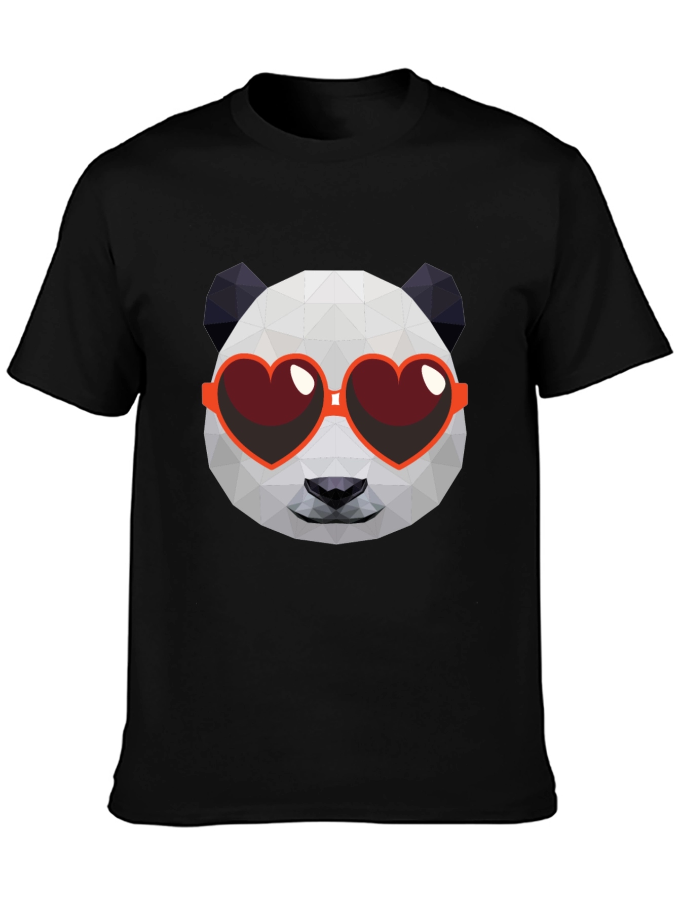 Black Geometric Panda Heart Sunglasses Graphic Tee view 3