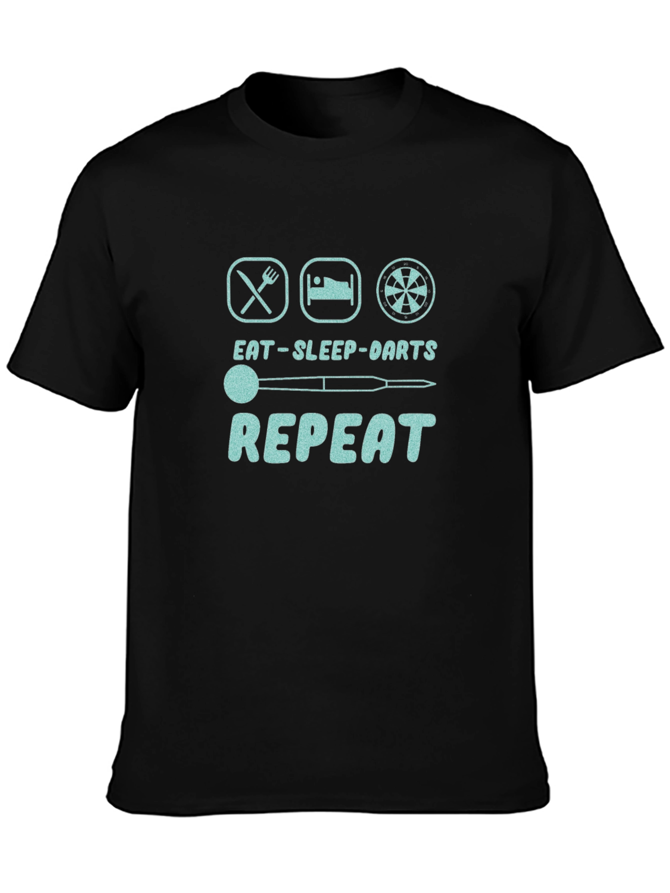 Black Eat Sleep Darts Repeat T-Shirt - Unique Graphic Tee view 3