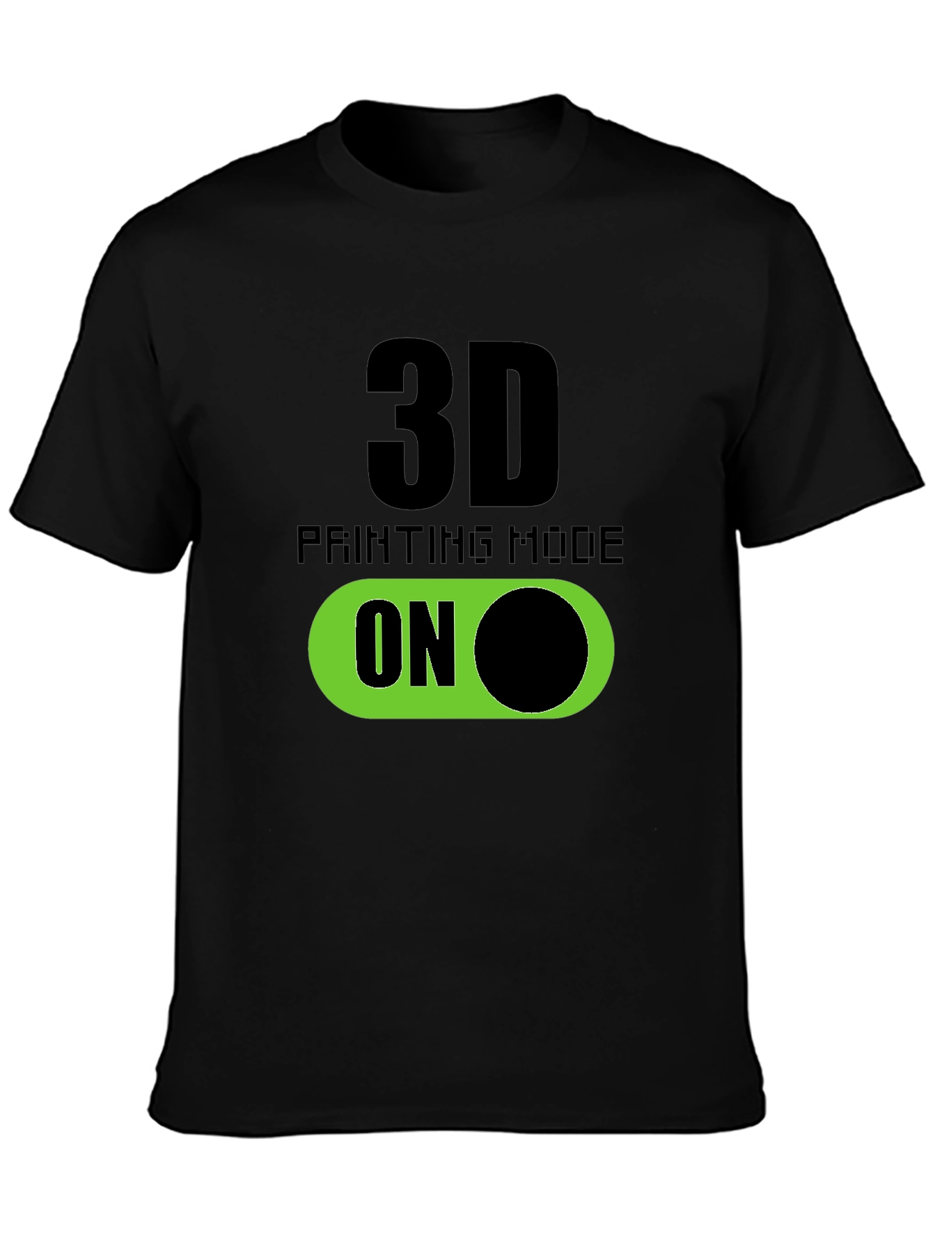 Black 3D Printing Mode On T-Shirt - Black view 3