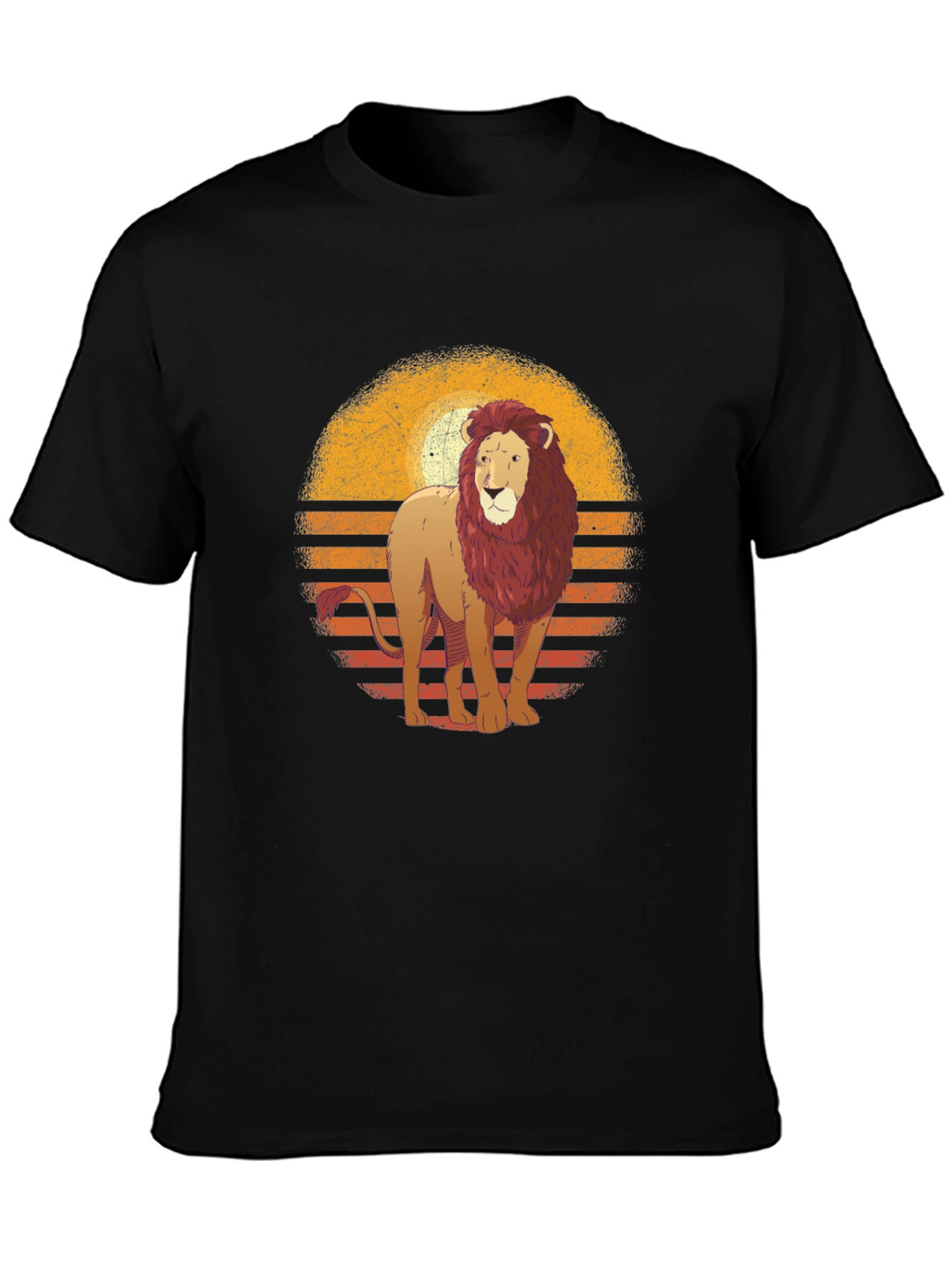 Black Retro Lion Graphic T-Shirt view 3
