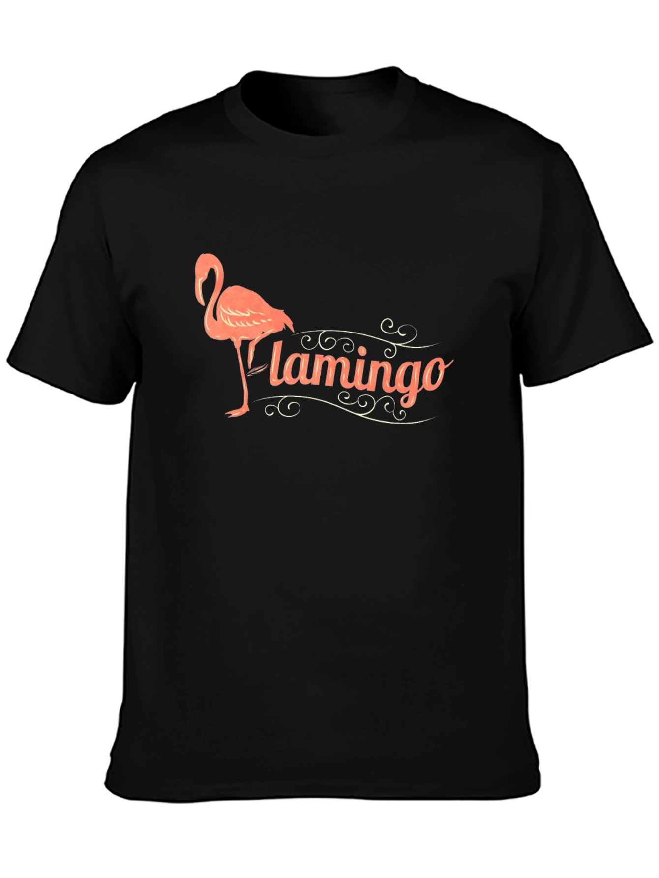Black Flamingo Graphic Print Black T-Shirt view 3