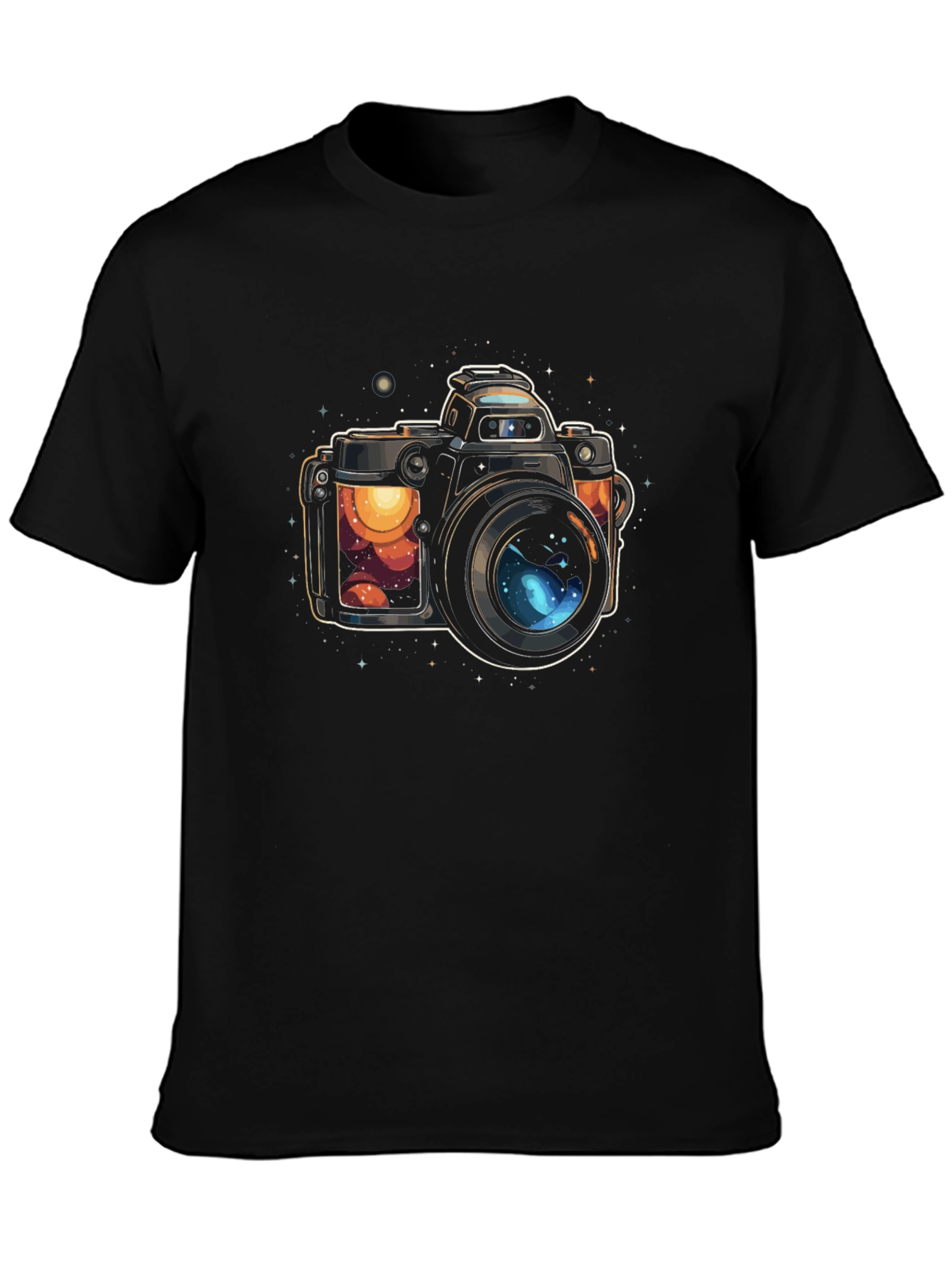 Black Cosmic Camera Graphic T-Shirt view 3