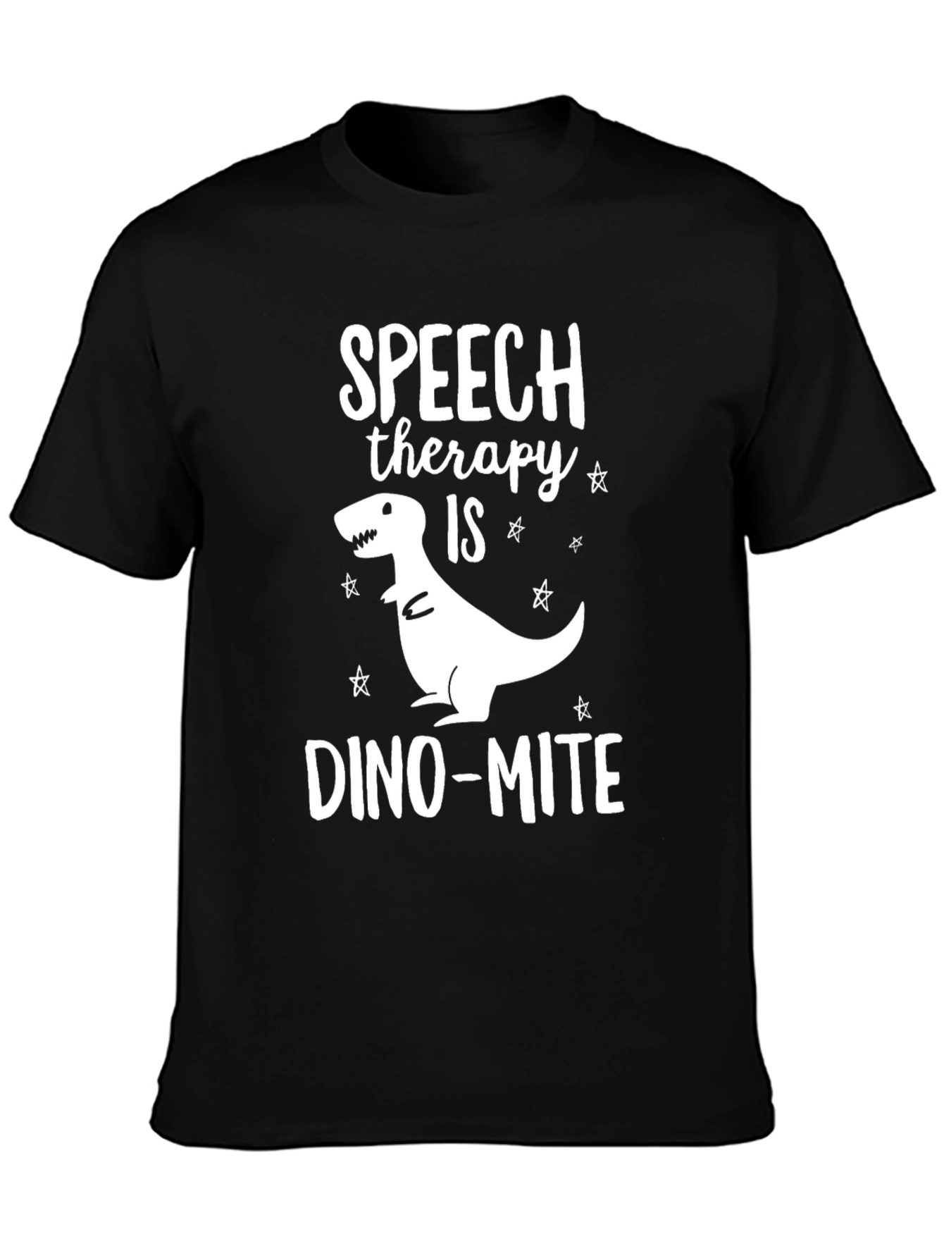 Black Speech Therapy Dino-mite Black T-Shirt view 3