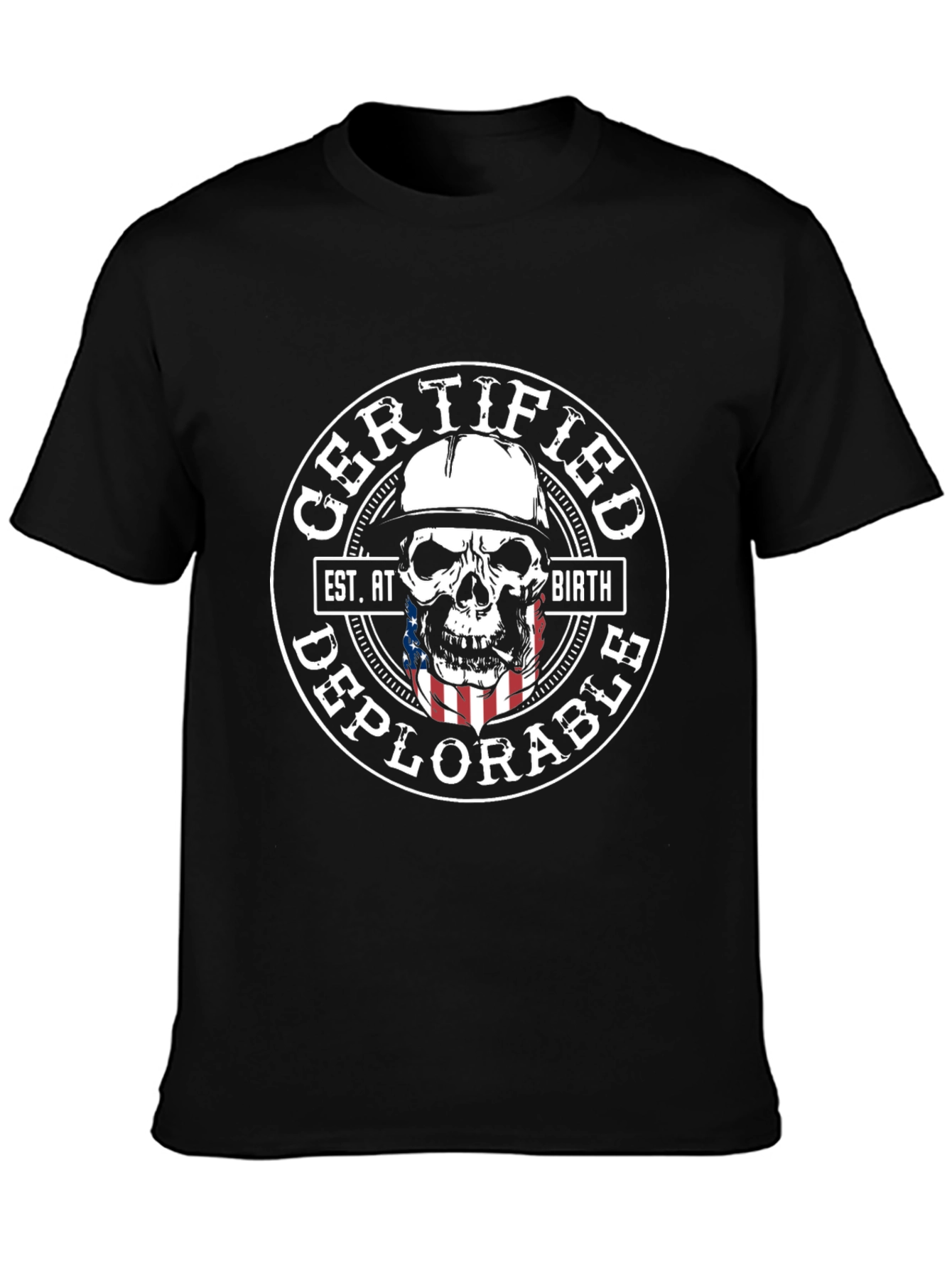 Black Certified Deplorable Skull Graphic T-Shirt view 3