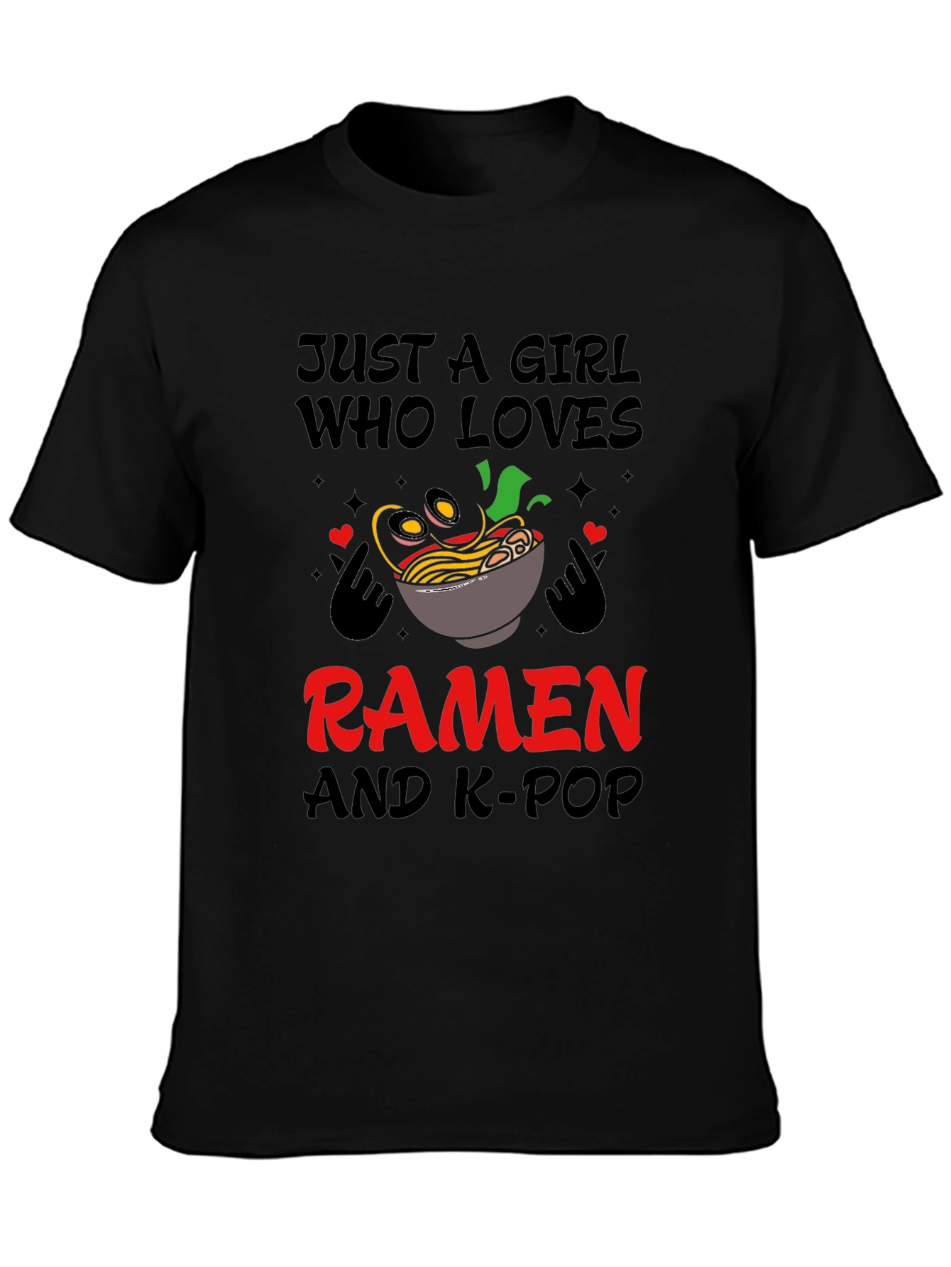 Black Girl Loves Ramen and K-Pop T-Shirt view 3