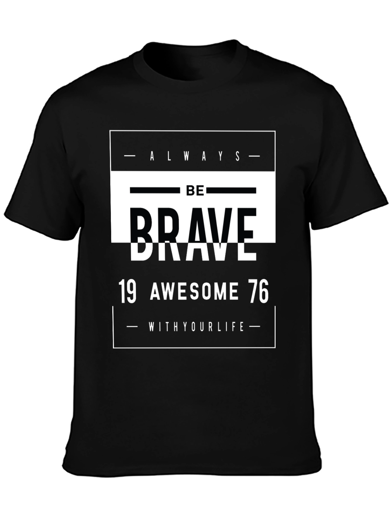 Black Be Brave Graphic Tee - Awesome 1976 Design view 3