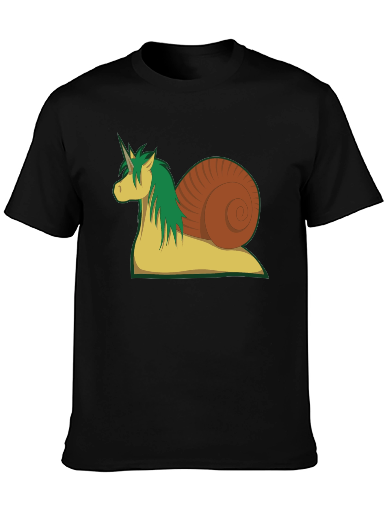 Black Unicorn Snail Graphic Tee - Black Cotton T-Shirt view 3