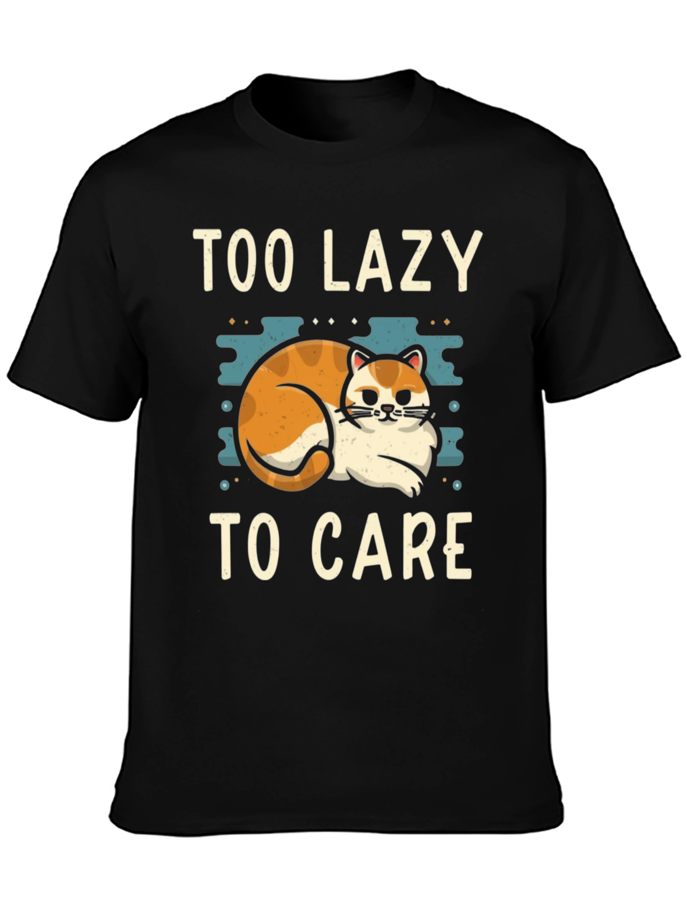 Black Too Lazy To Care Cat Graphic Tee view 3