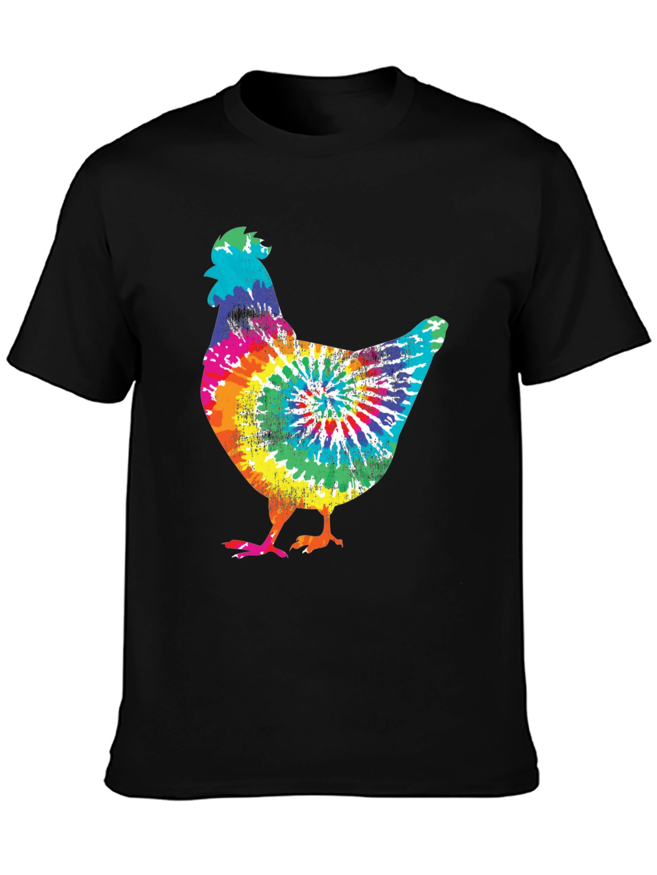 Black Tie-Dye Chicken Graphic Tee view 3