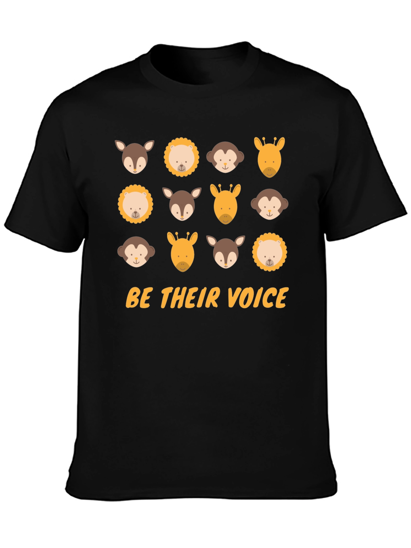 Black Be Their Voice Graphic Tee Animal Print Black T-Shirt view 3