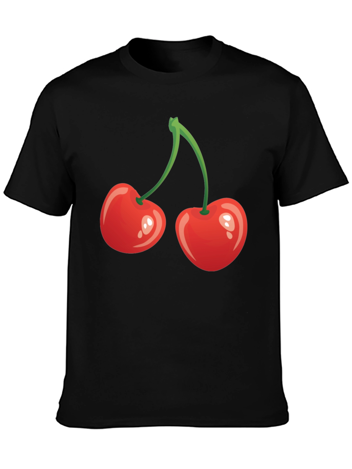 Black Red Cherry Graphic Tee - Fun Fruit Shirt view 3