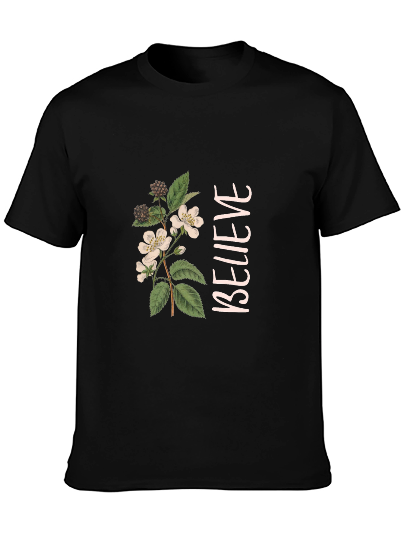 Black Believe Floral Graphic Black T-Shirt view 3
