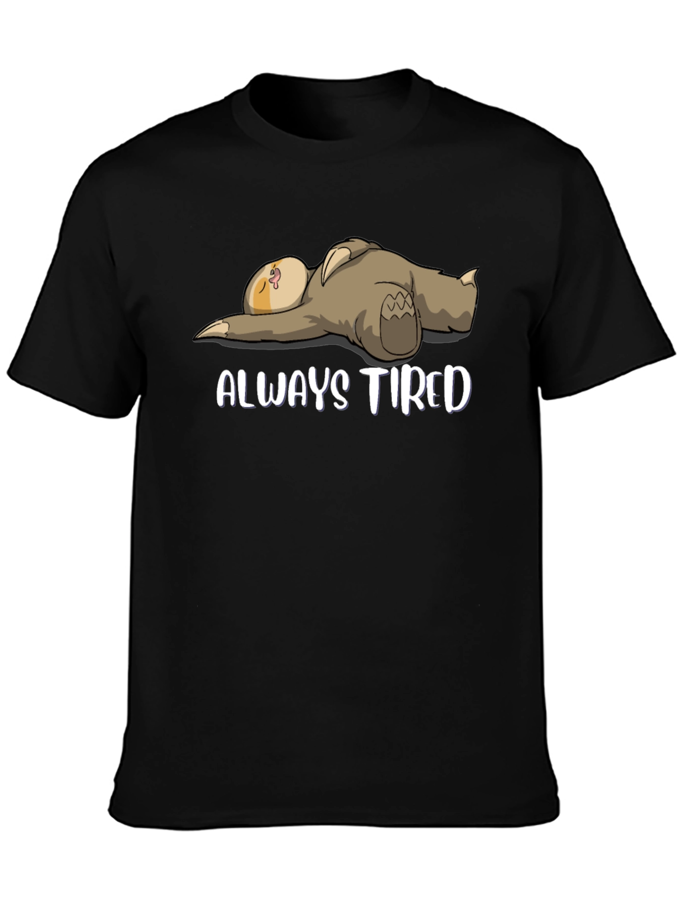 Black Always Tired Sloth Graphic T-Shirt - Men's view 3